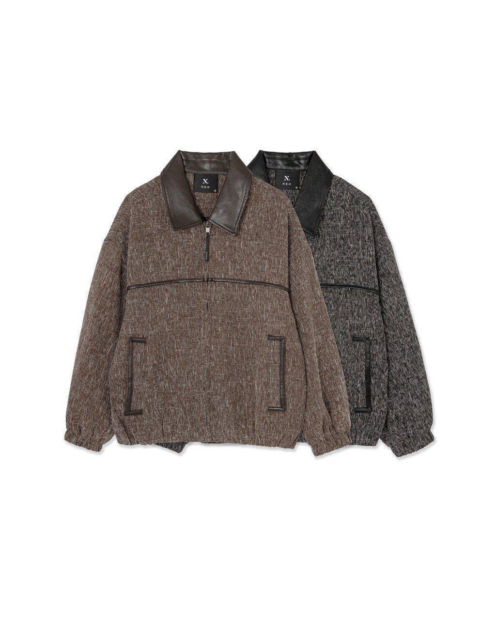 Leather-Trim Zip Jacket