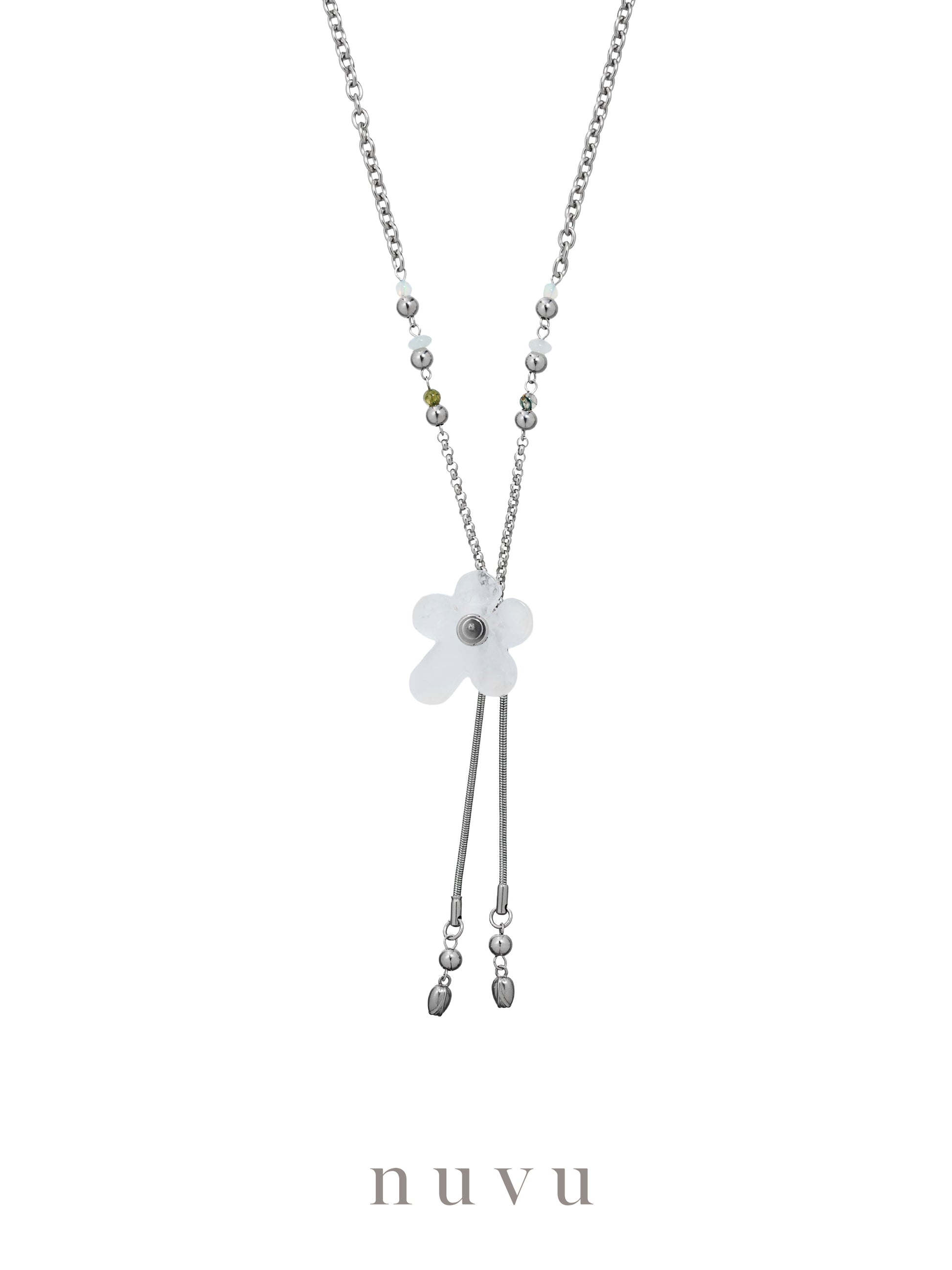NUVU Voice of Flower Collection White Bloom Necklace 66cm