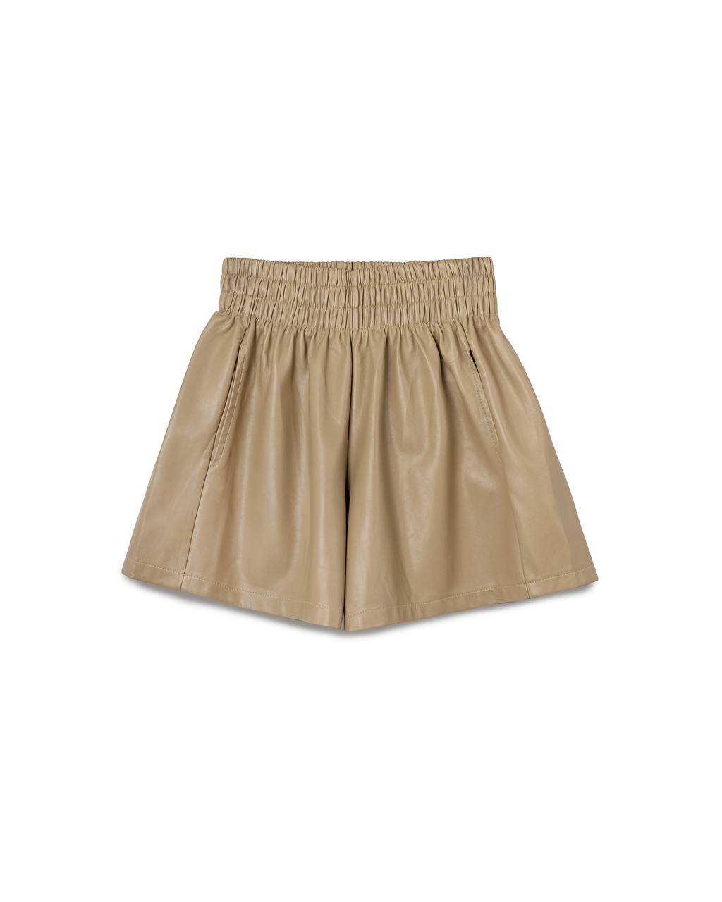 Soft Leather Elastic Waist Shorts