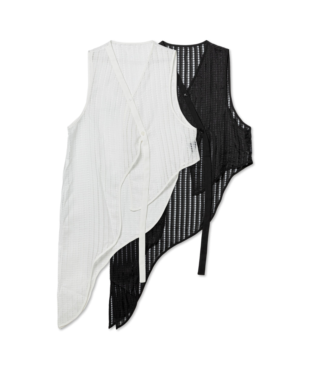 Textured Sheer-Grid Asymmetric Top