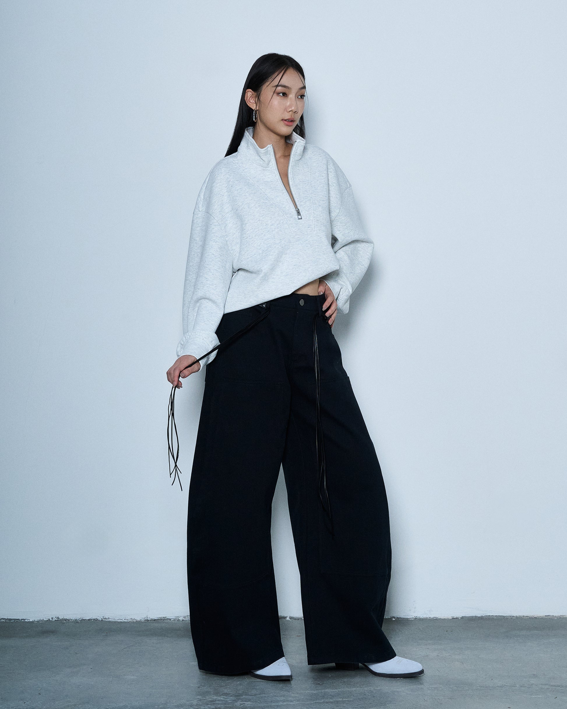 Belt Detail Wide Pants