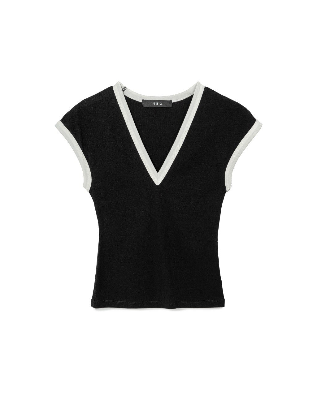 Contrast Trim V-Cut Top
