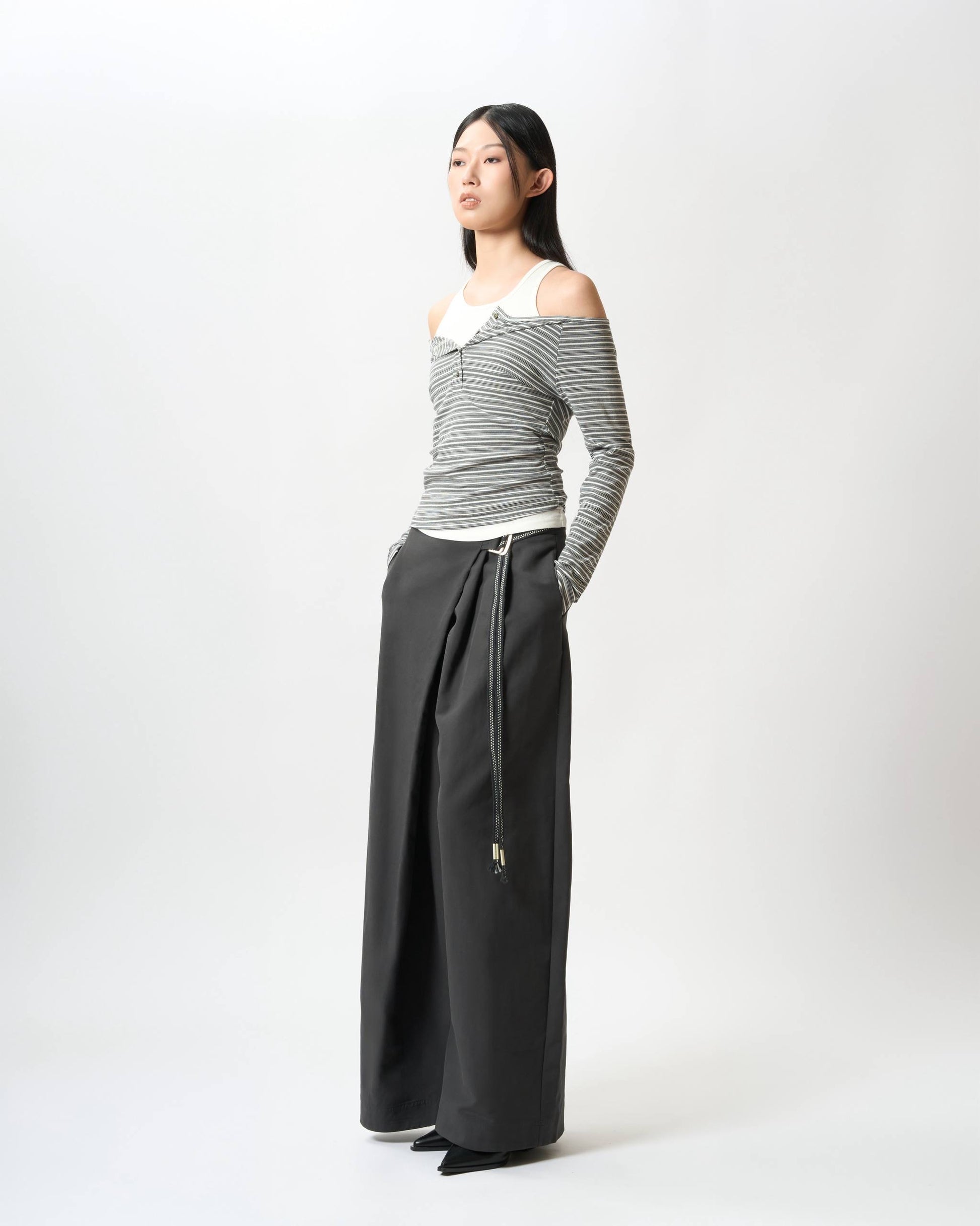 Tailored D Ring Panel Wrap Pants