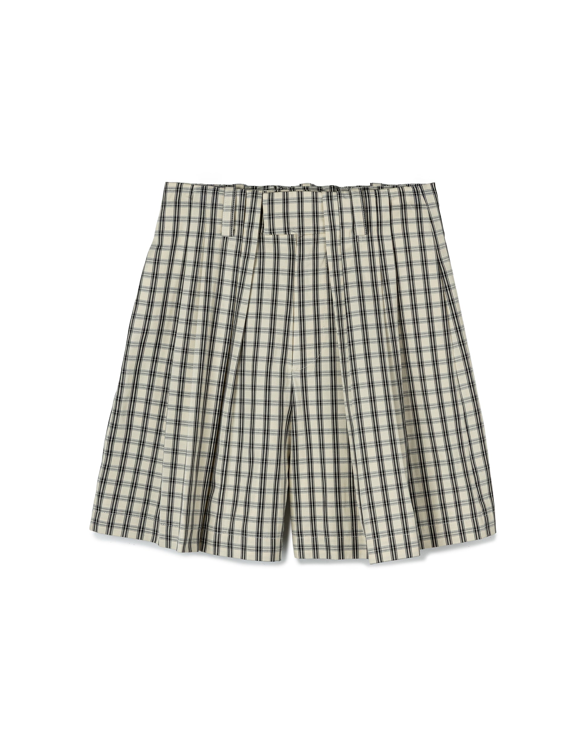 Tailored Pleated Checked Shorts