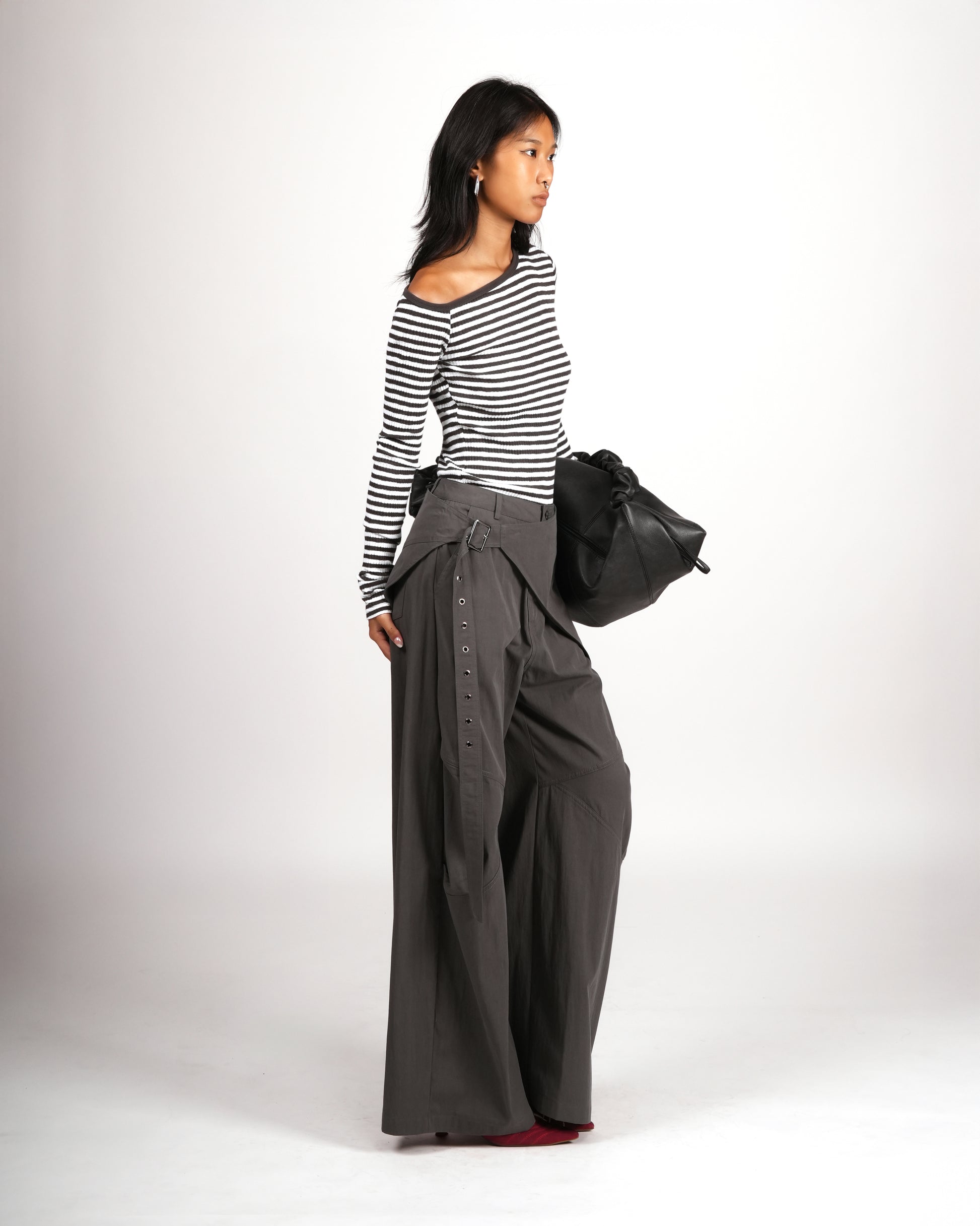 Belted Cargo Wide-Leg Pants