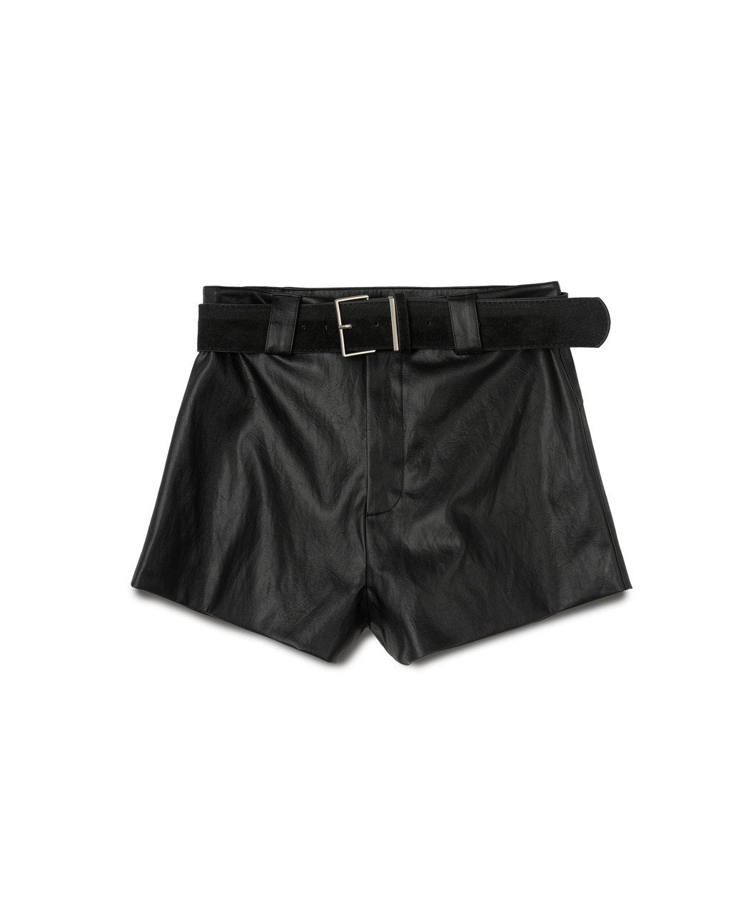 Faux Leather Belted Shorts