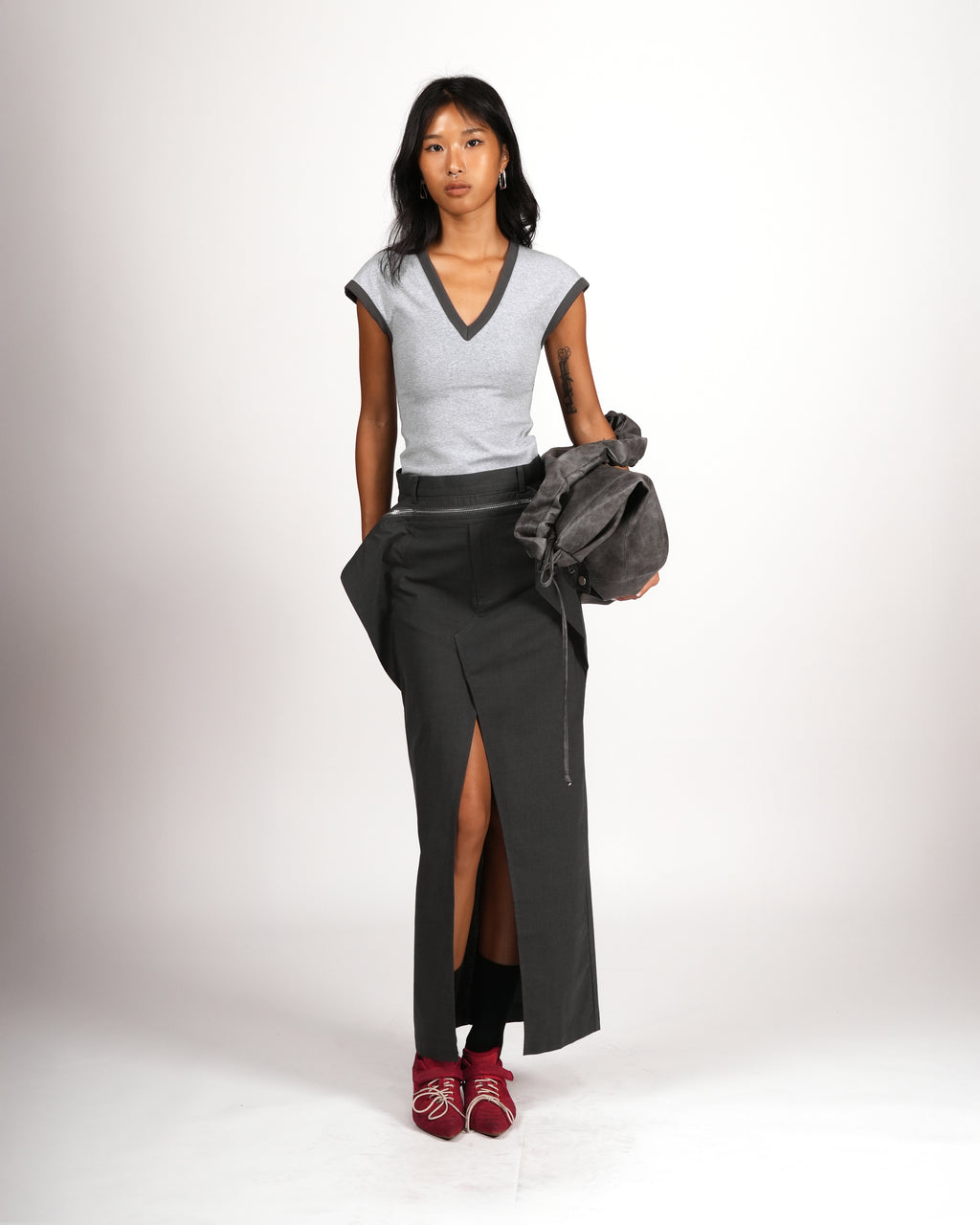 Back-Slit Tailored Skirt