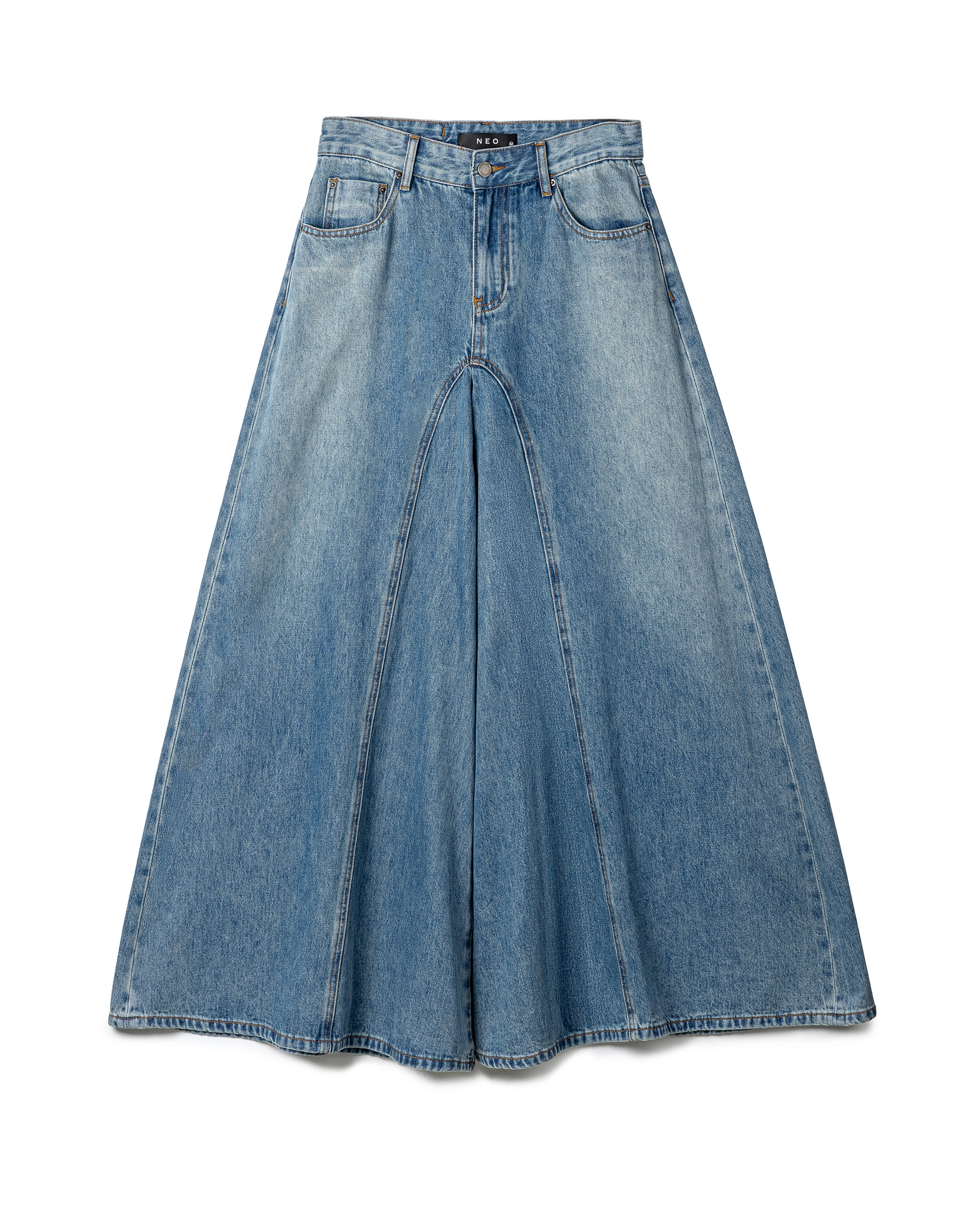 Curved-Seam Flare Denim Jeans