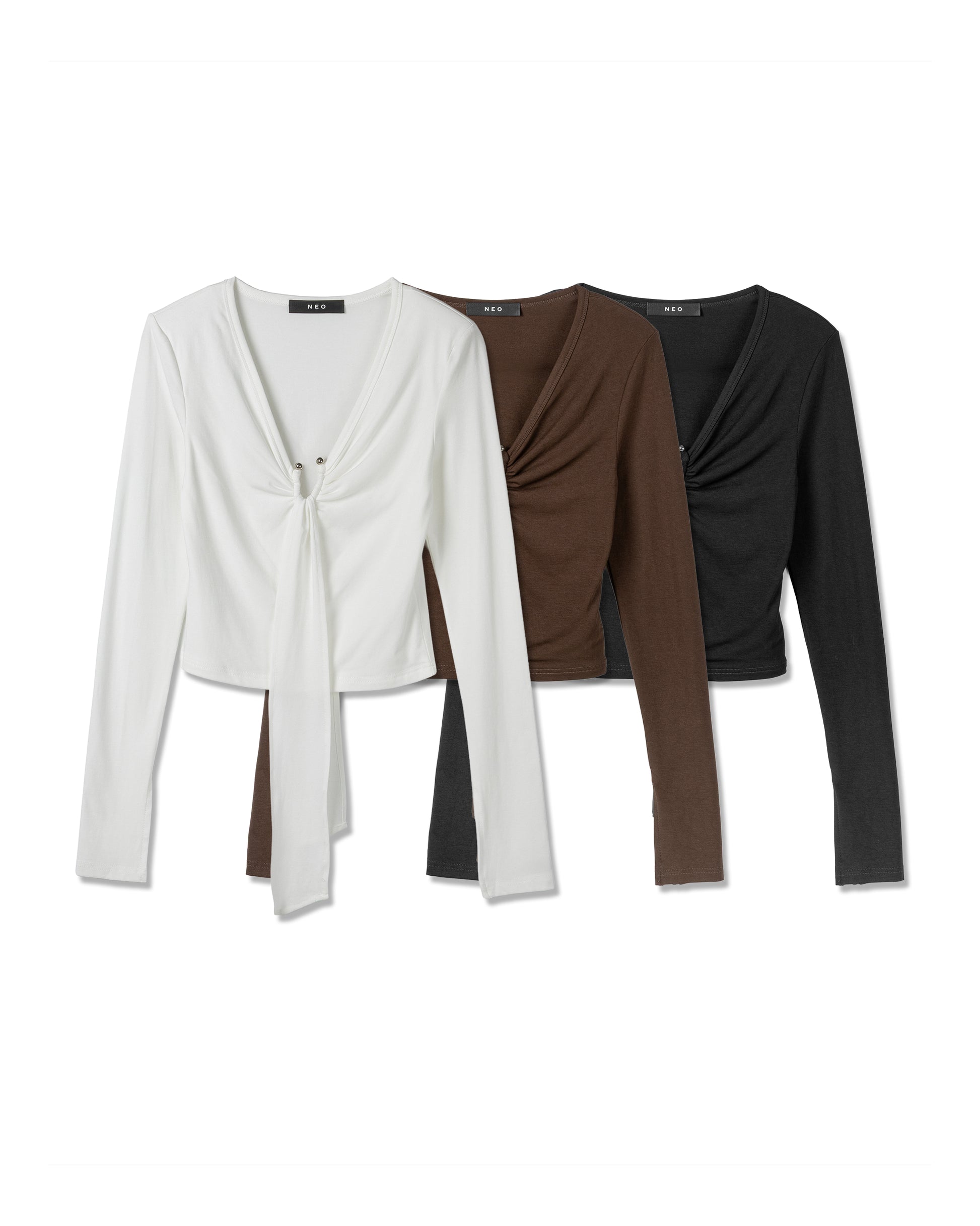 Sculptural Ruched V-Neck Top
