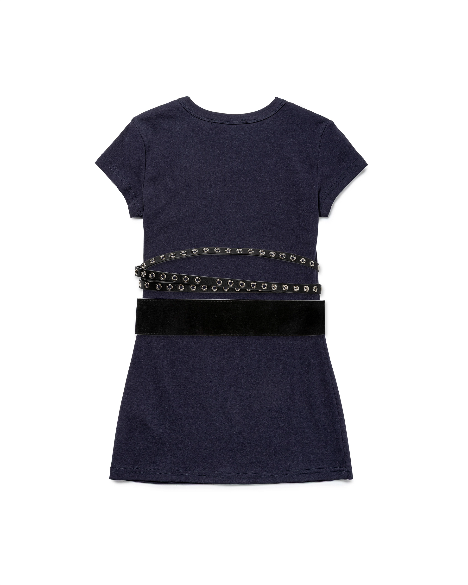 Fitted Cotton T-shirt with Stud Belt