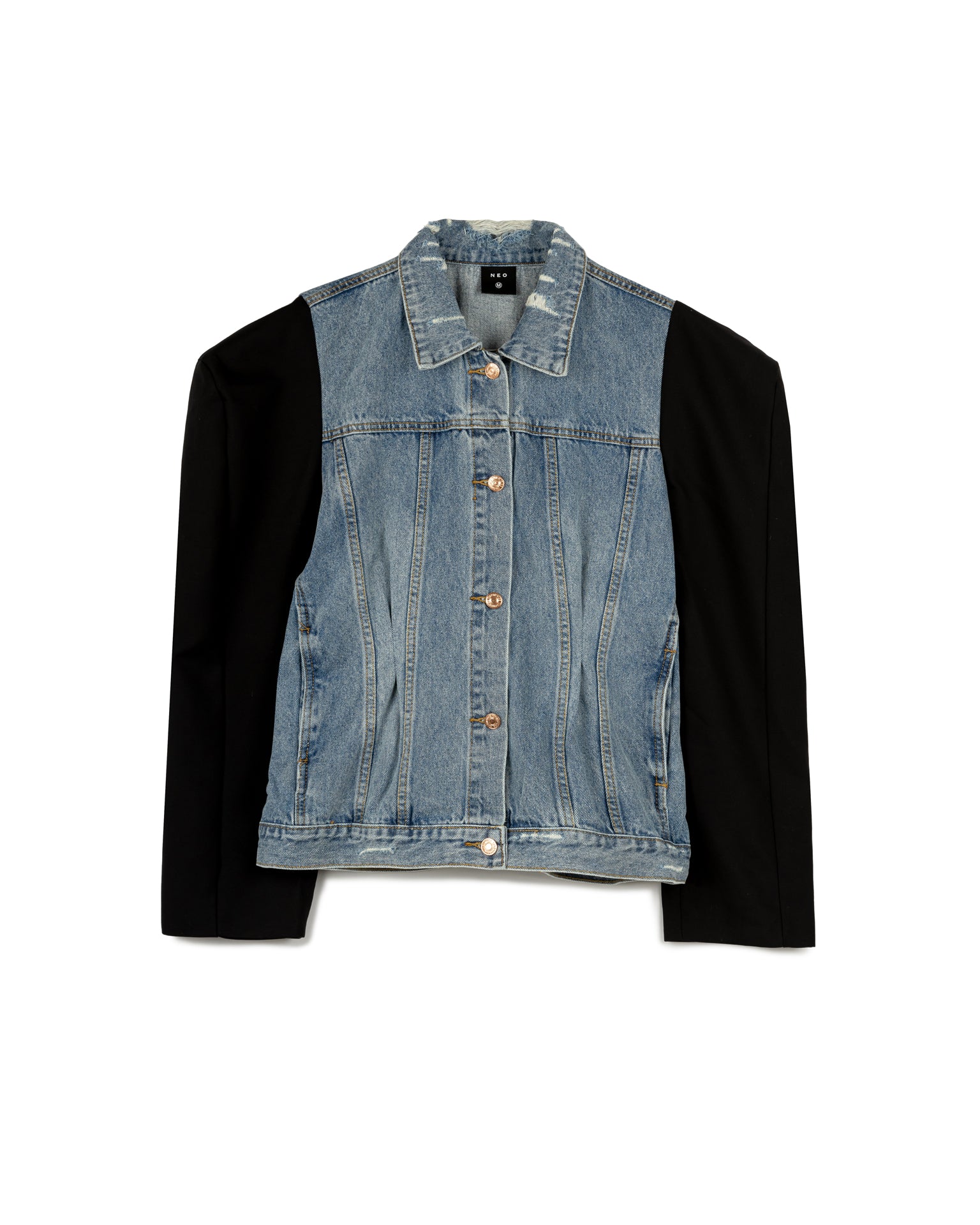 Contrast Sleeve Denim Blazer