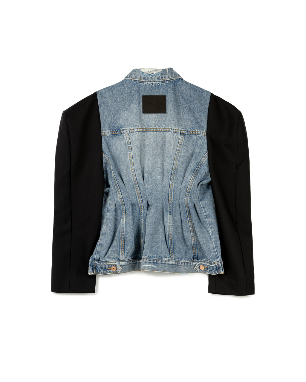 Contrast Sleeve Denim Blazer
