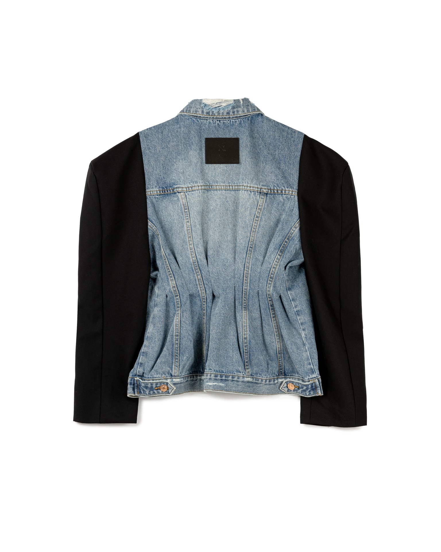 Contrast Sleeve Denim Blazer