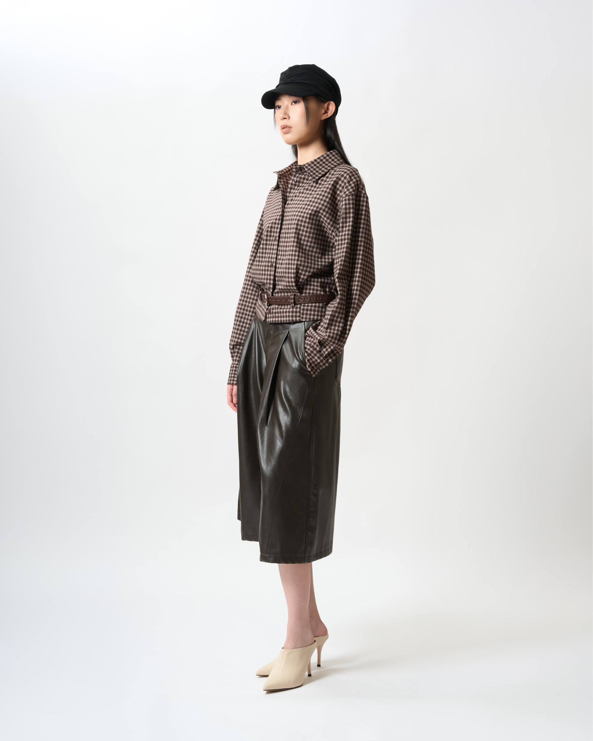 Sophisticated Ruched Faux-Leather Culottes