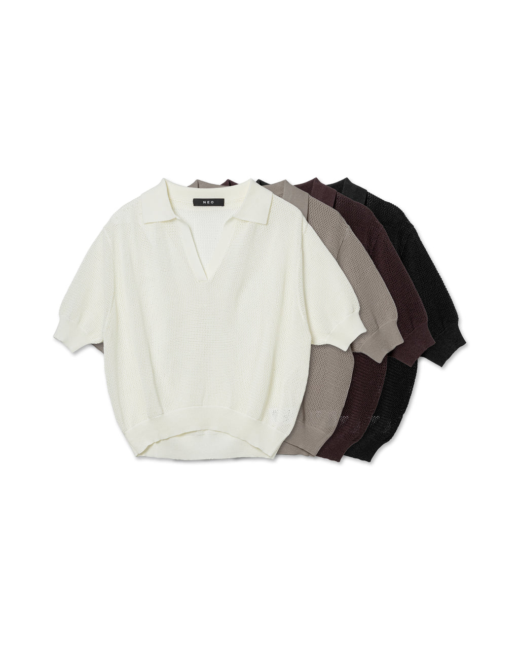 Minimalist Open-Knit Polo Shirt