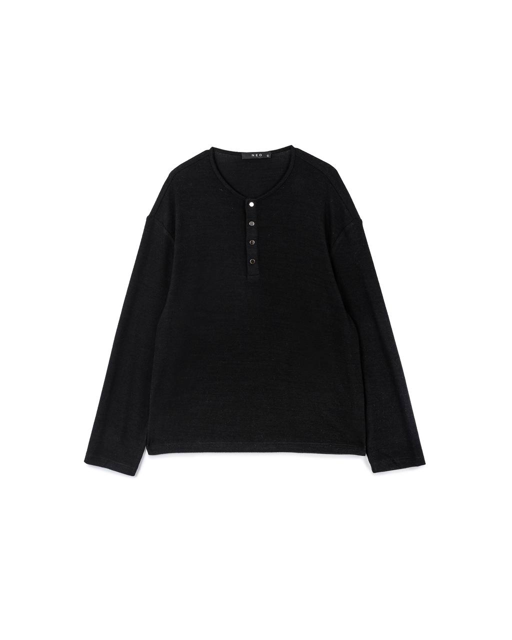 Minimal Button Neck Long Sleeve