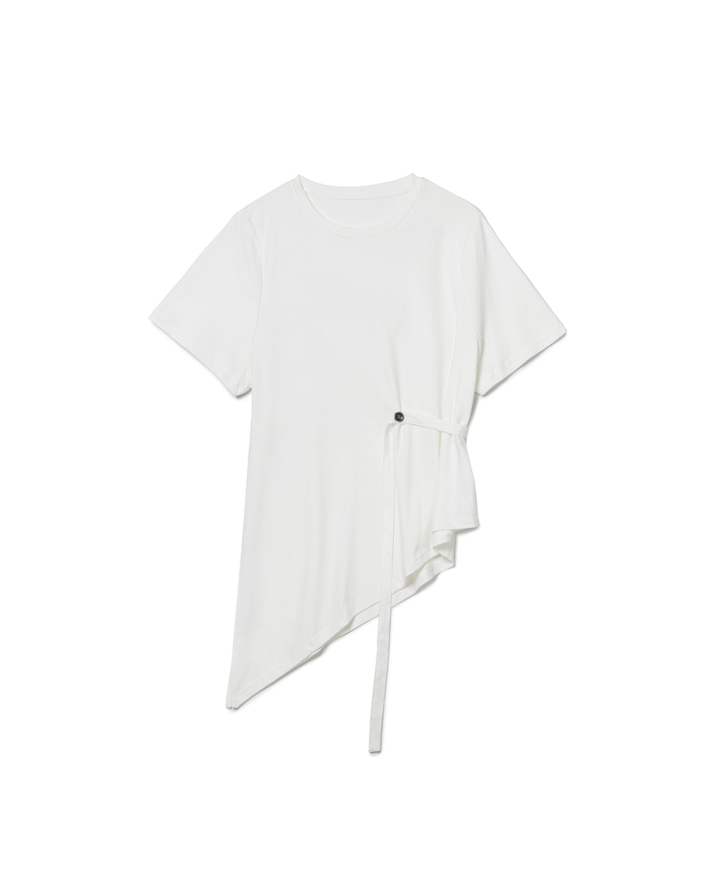 Asymmetric Side-Tie Cotton T-Shirt