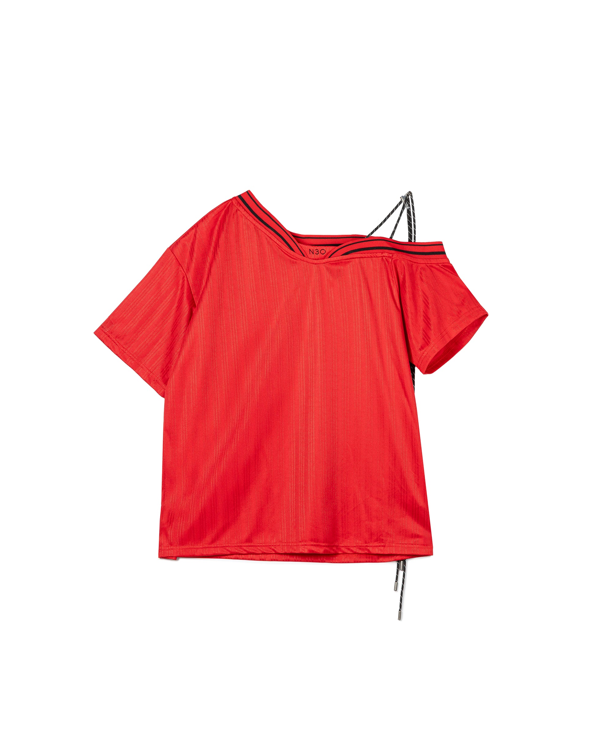 N E O Deconstructed Striped-Trim Technical Top