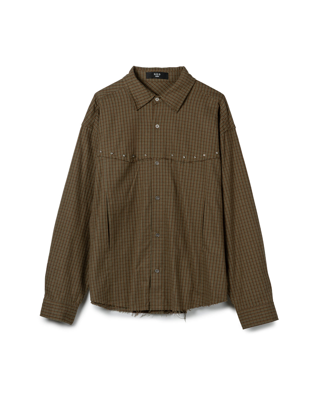 Raw-Hem Checked Flannel Shirt