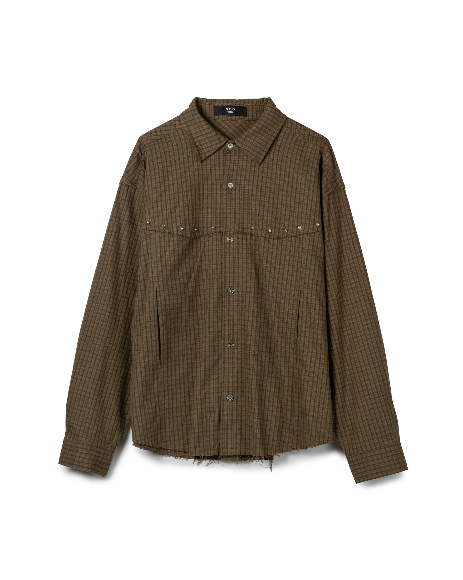 Raw-Hem Checked Flannel Shirt