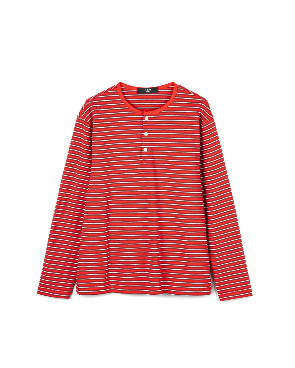 Clean-Cut Striped Henley Shirt