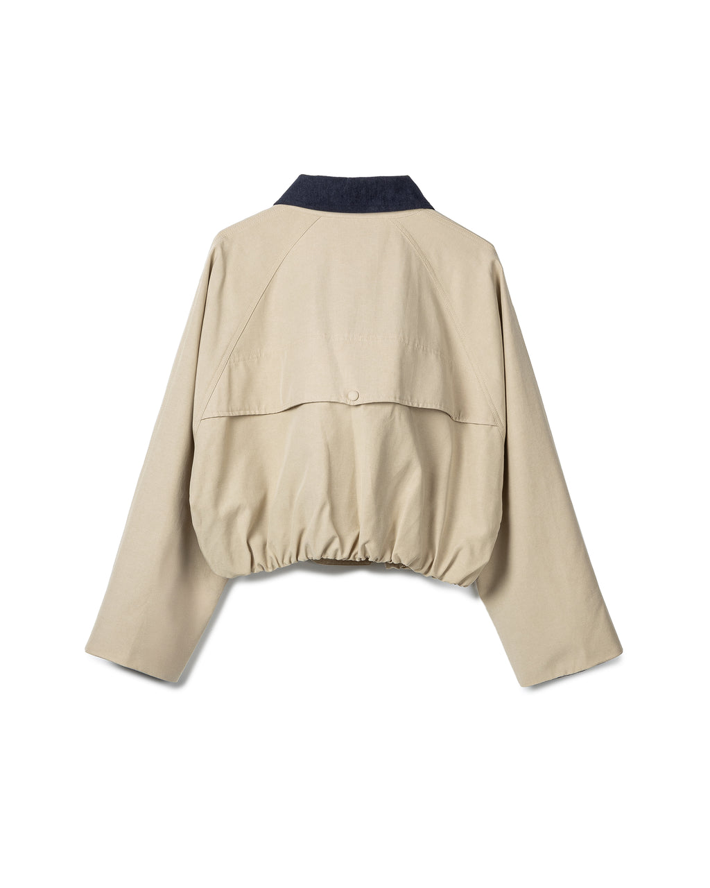 Contrast-Collar Cropped Blouson Jacket