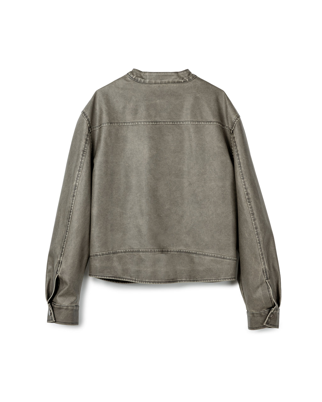 Washed Panel-Detail Leather Jacket