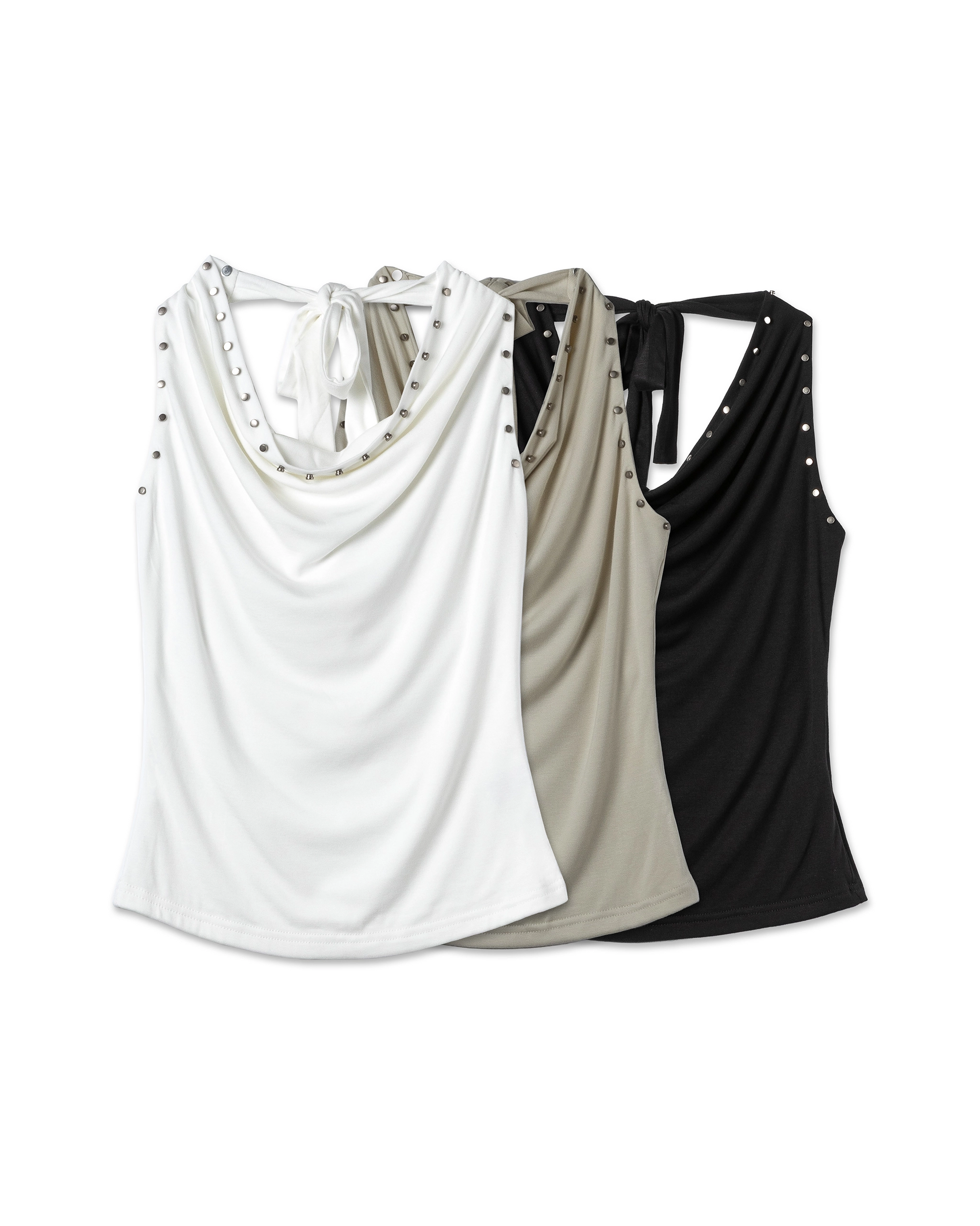 Studded Cowl Halter Top