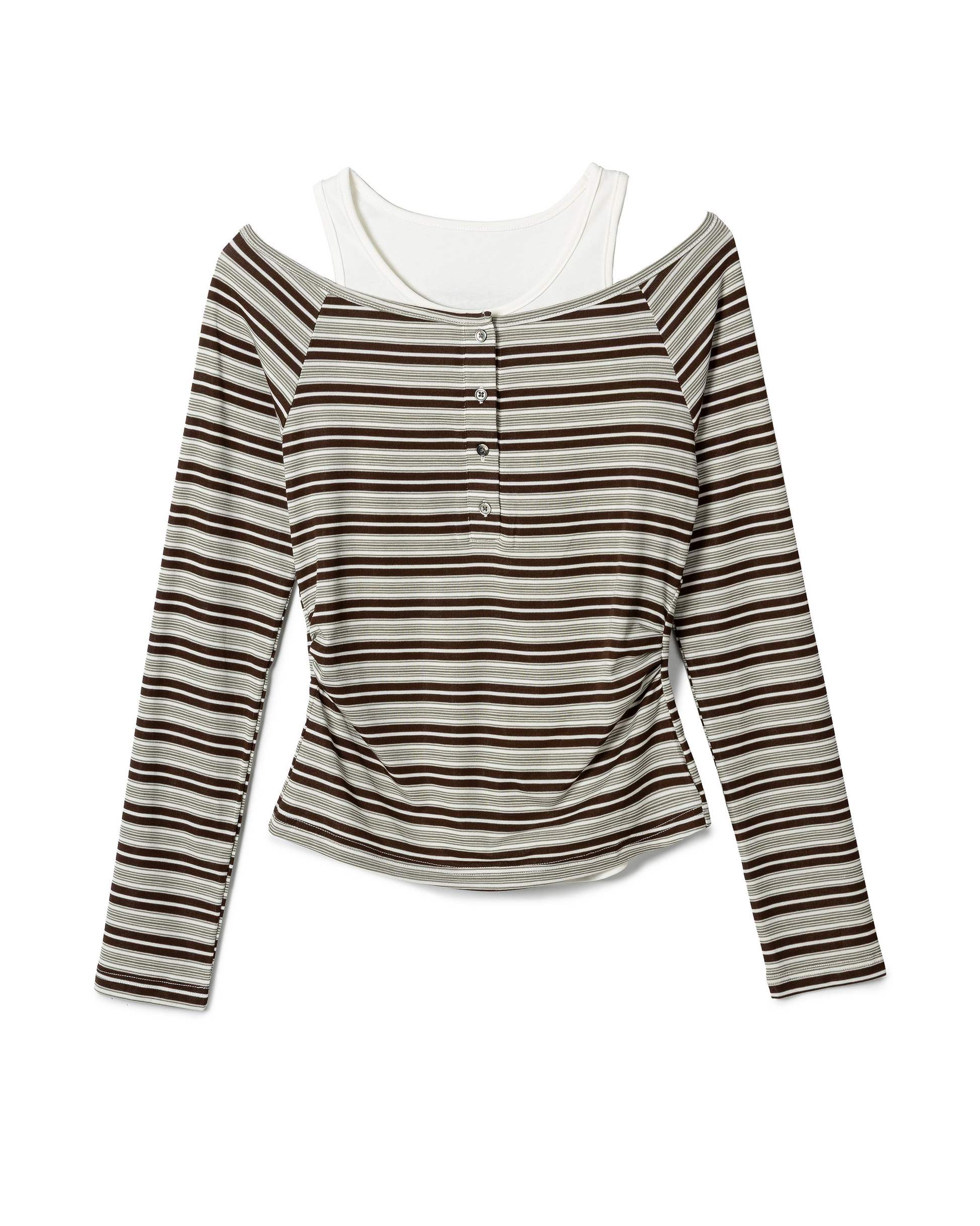 Modern Double-Layer Striped Ribbed Top