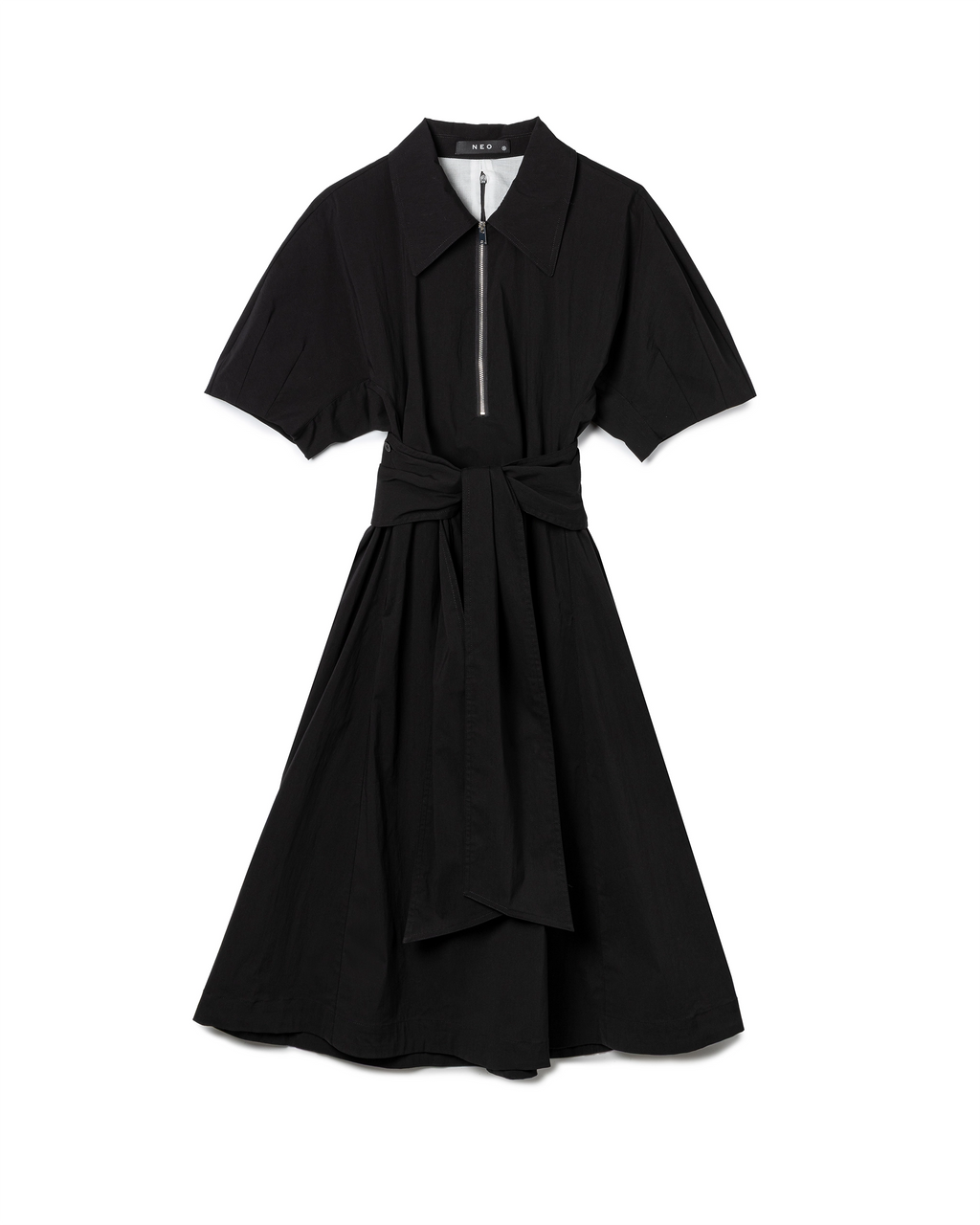 Column Sash Midi Dress with Tie