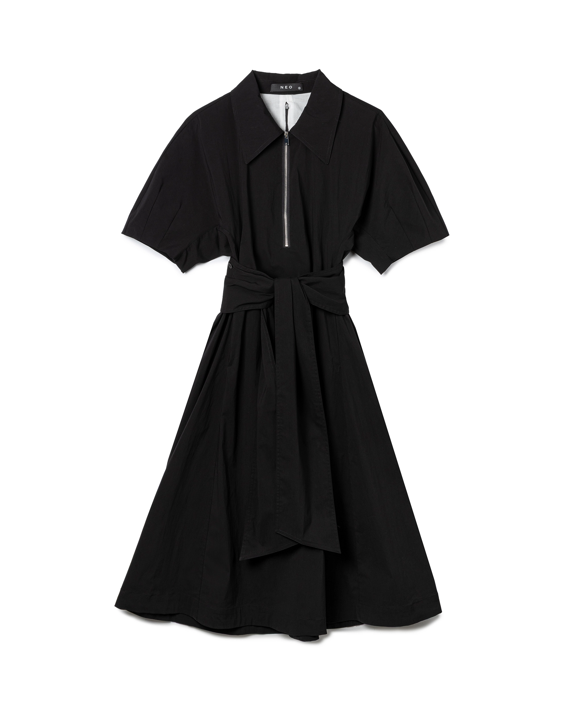 Column Sash Midi Dress with Tie
