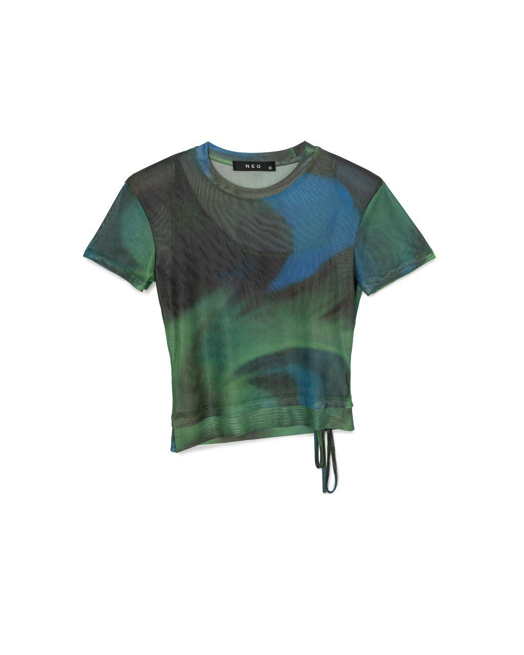 Abstract Mesh Drawstring Top