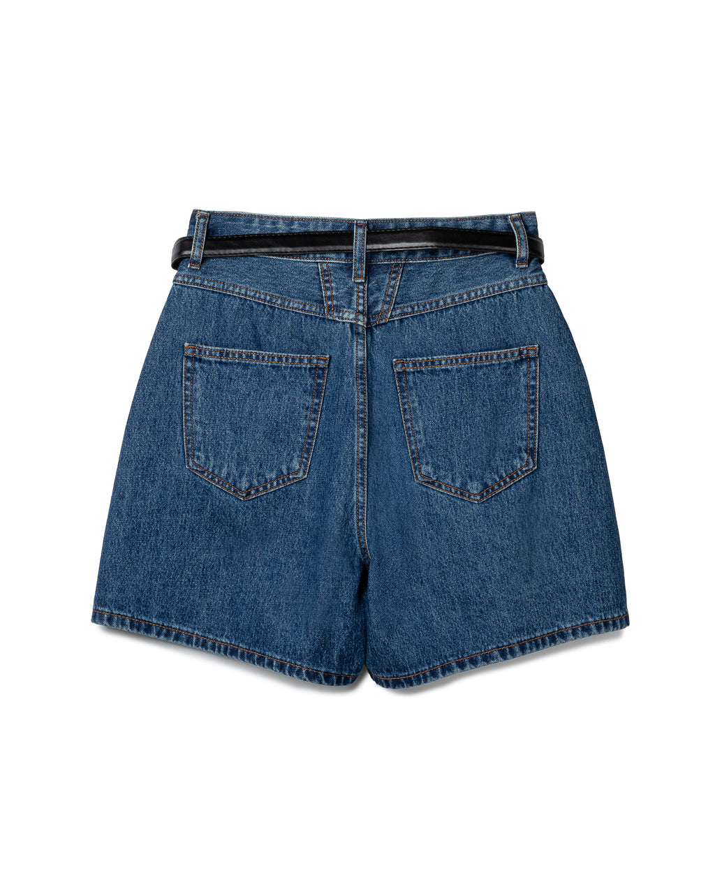 Minimalist Pleated Denim Shorts