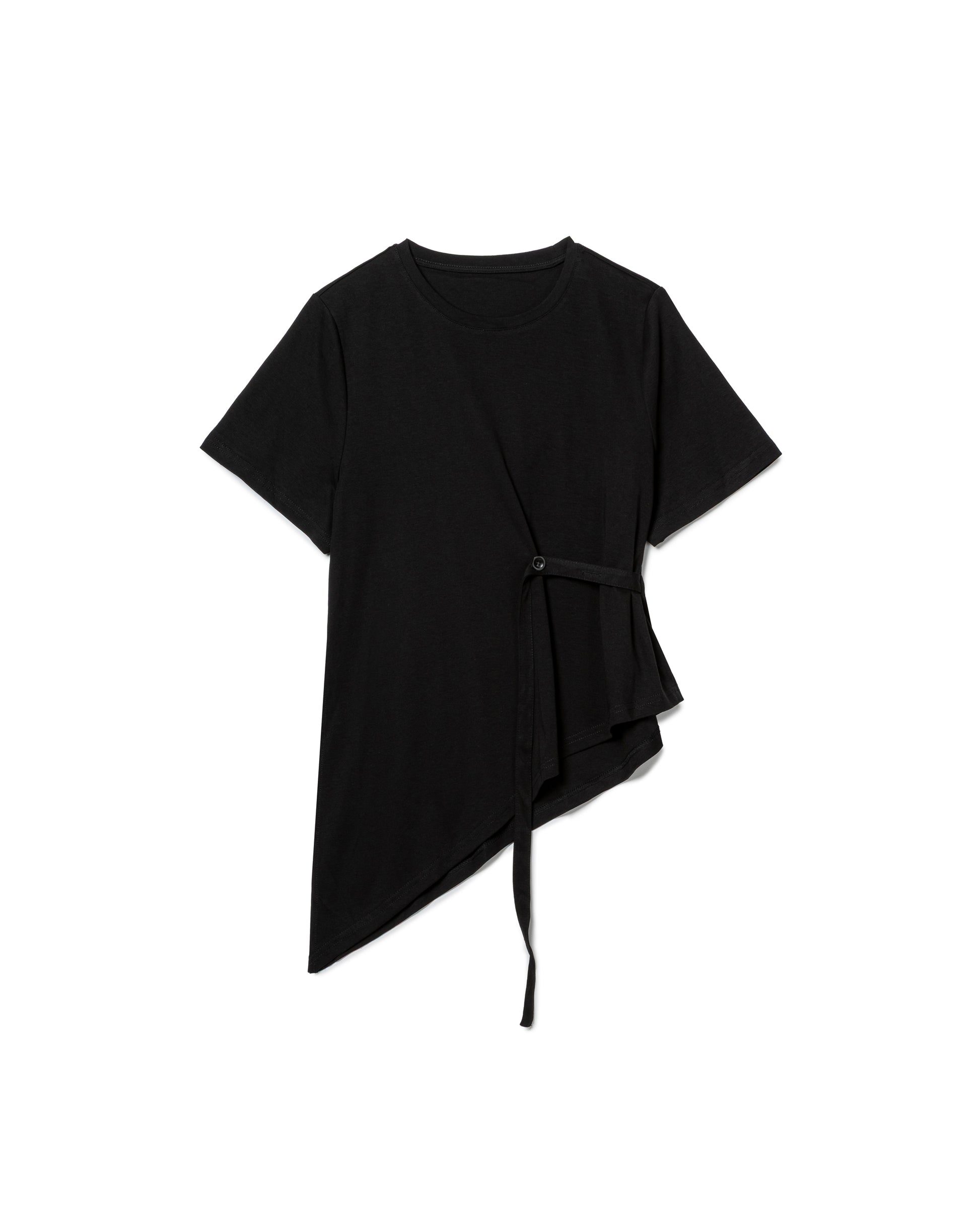 Asymmetric Side-Tie Cotton T-Shirt