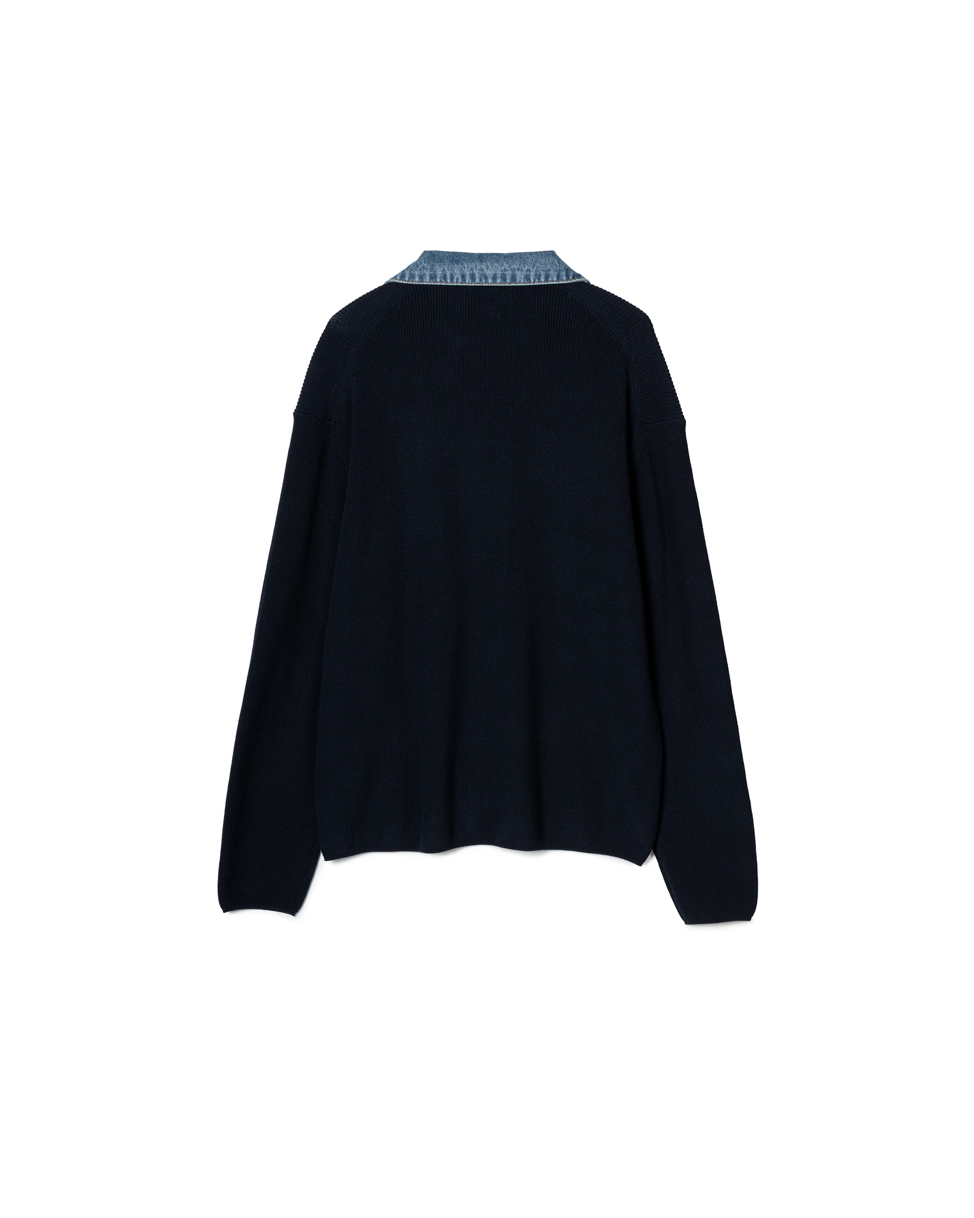 Denim Collar Knit Top