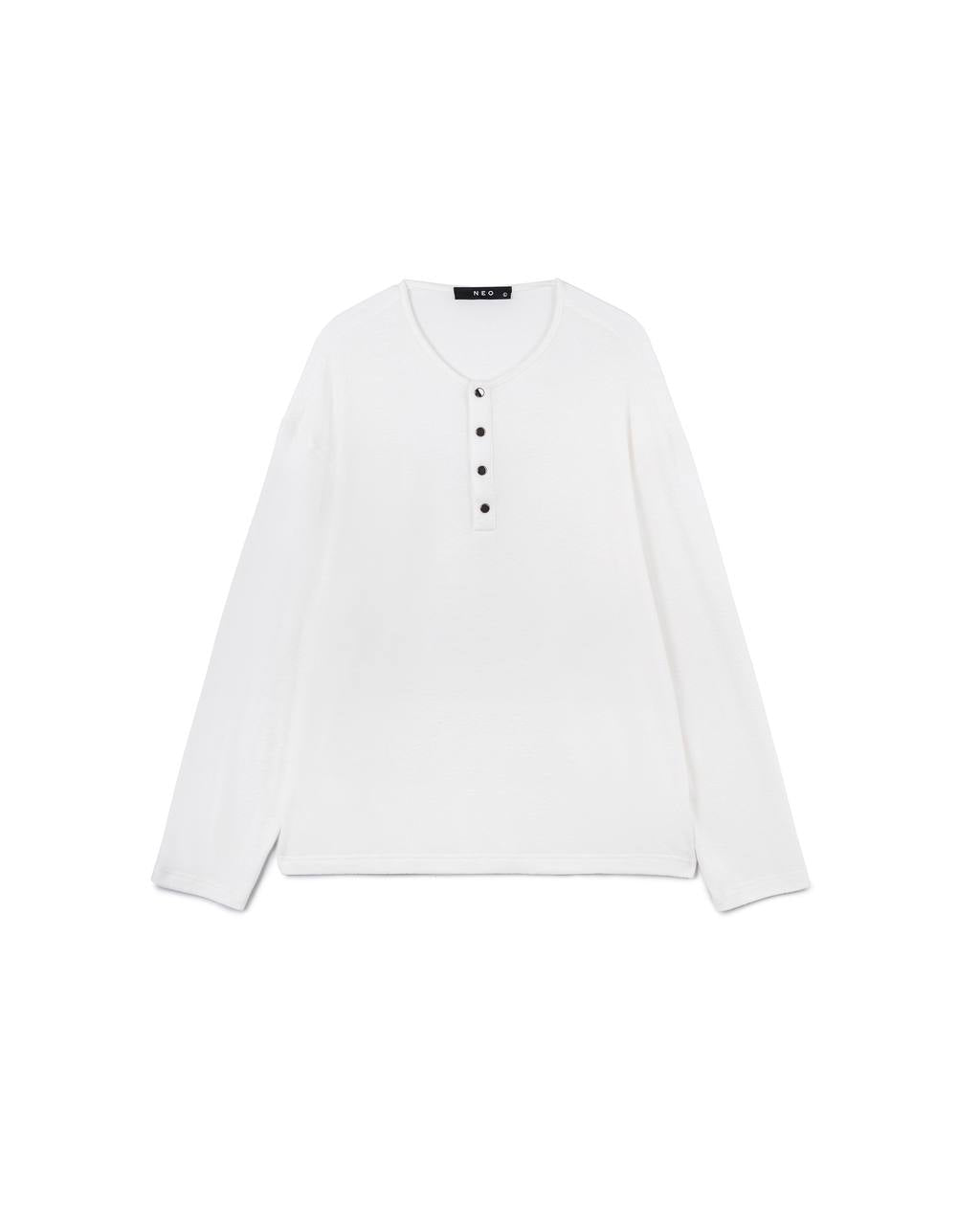 Minimal Button Neck Long Sleeve