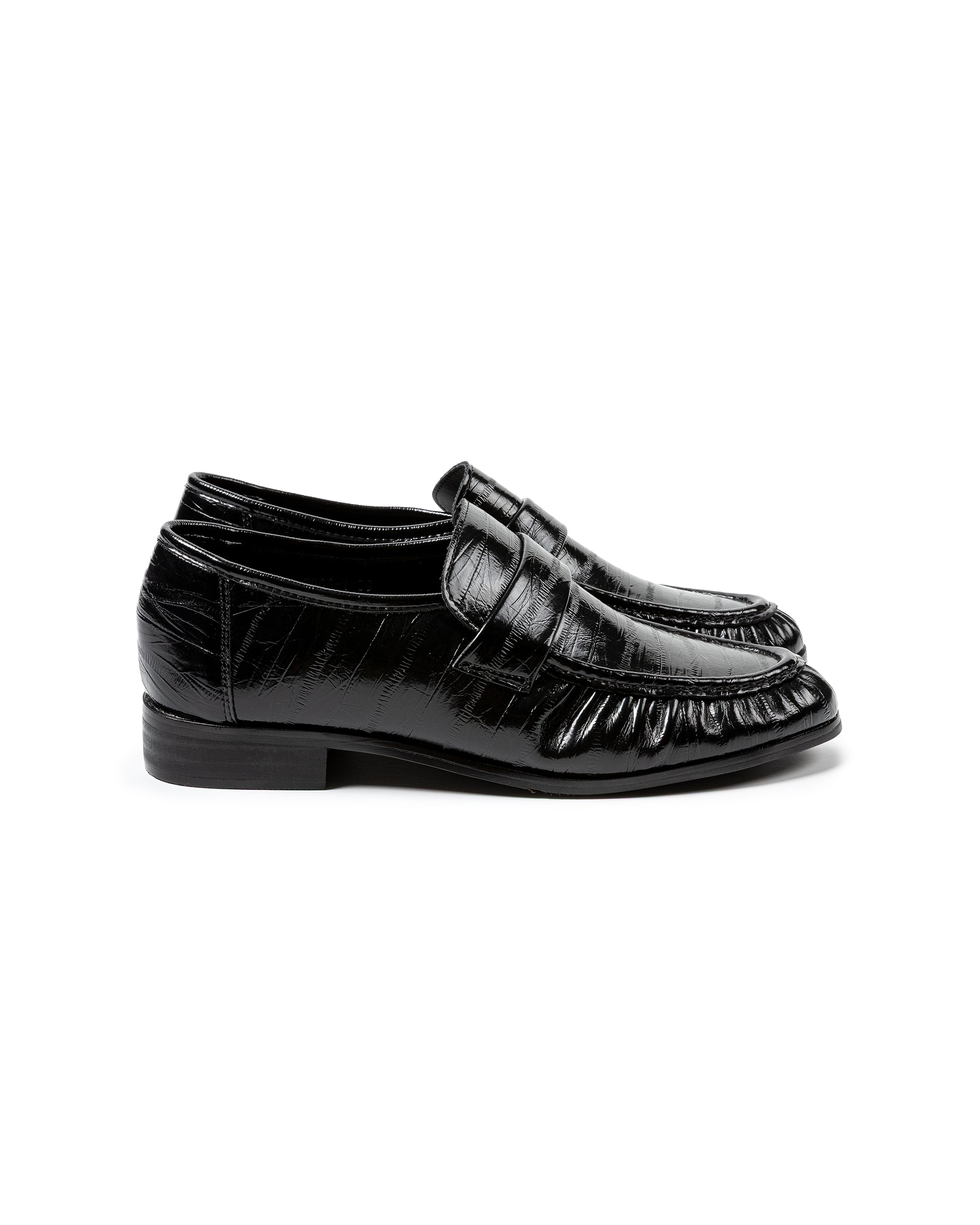Glossy Croc-Embossed Leather Loafers
