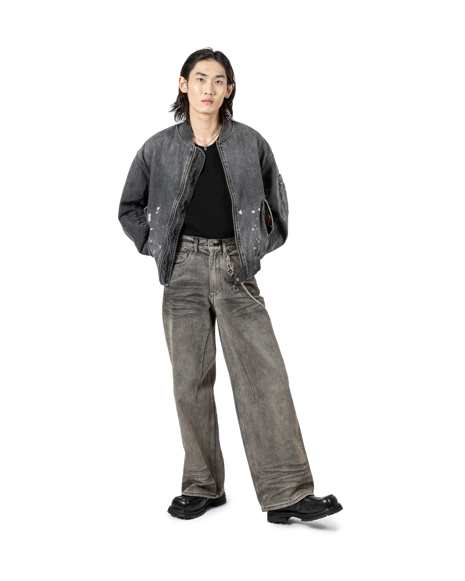 Vintage Ink Splash Bomber Jacket