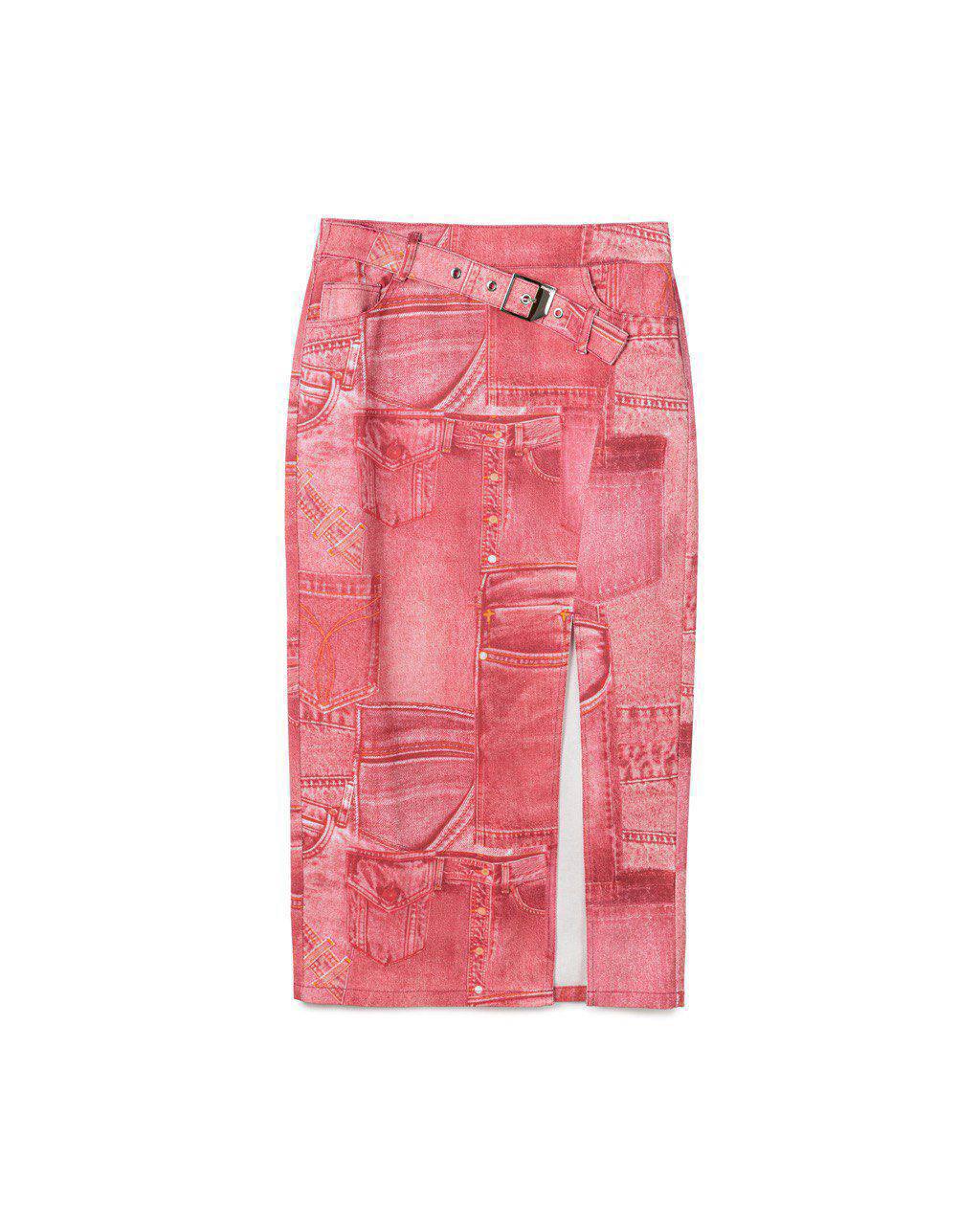 Patchwork Buckle Skirt