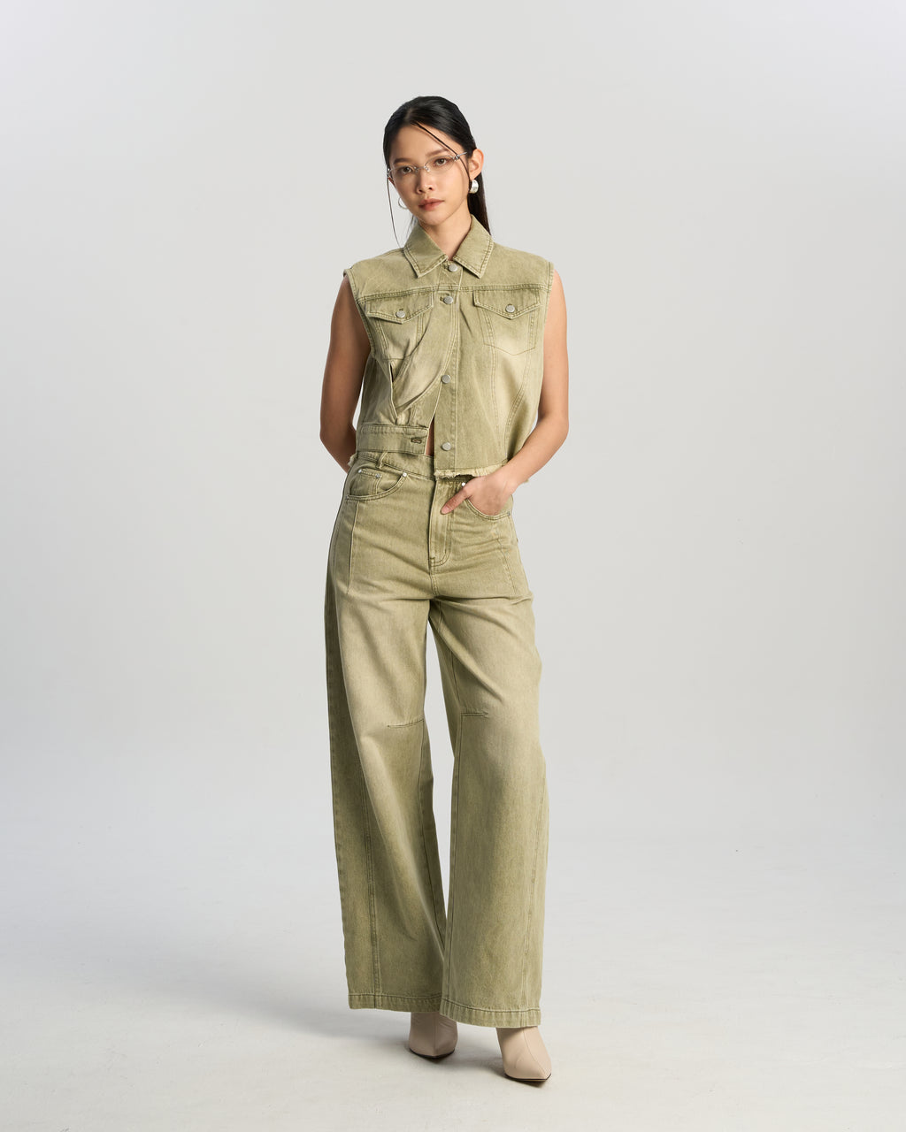 Sage Vintage Wide-Leg Jeans