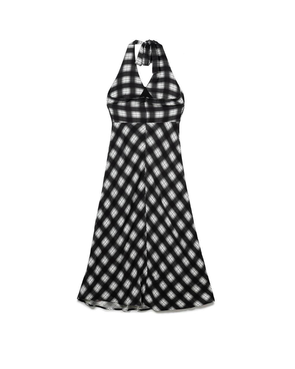 Graphic Plaid Halter-Dress