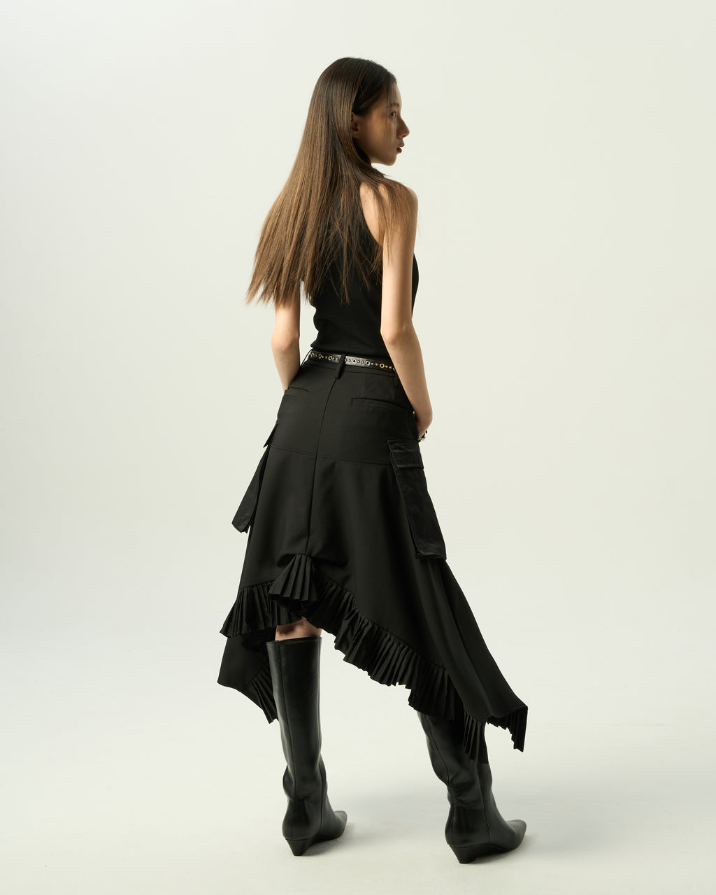 Bold Asymmetric Pleated Skirt