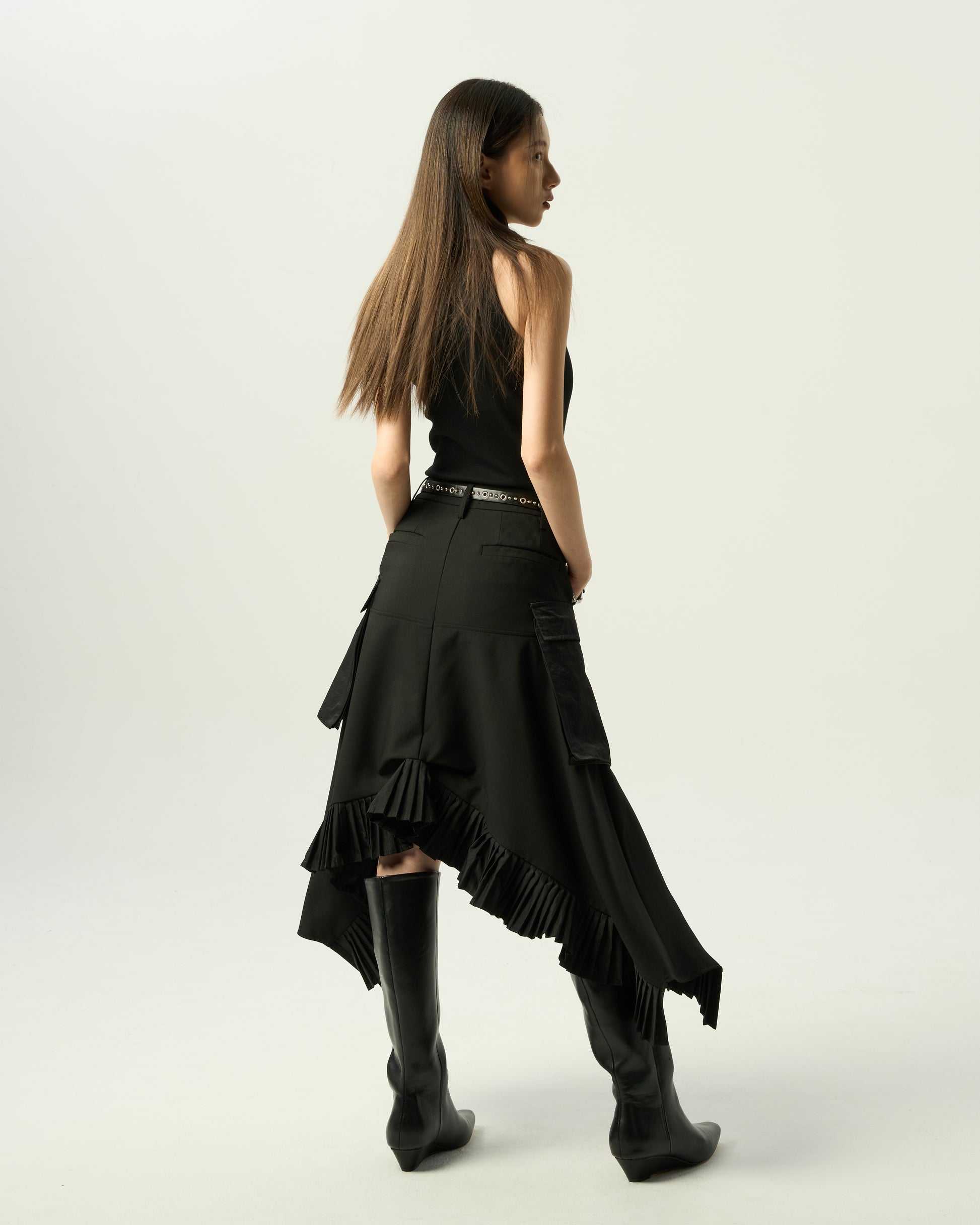 Bold Asymmetric Pleated Skirt