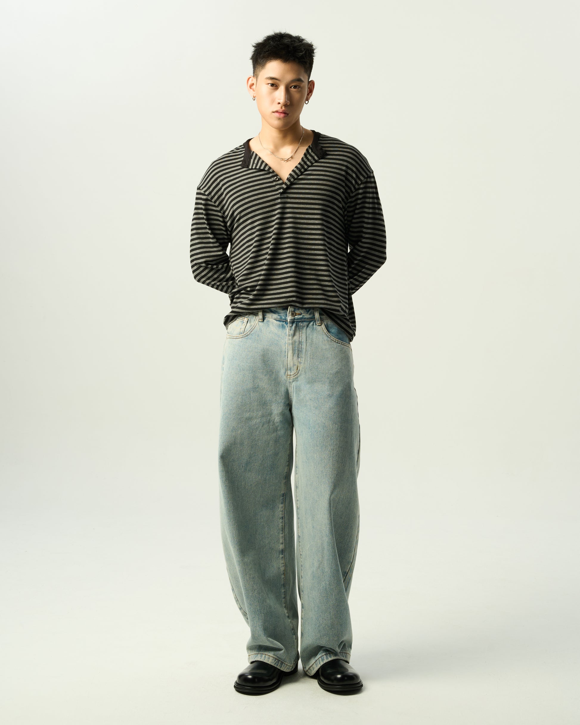 Relaxed Striped Henley