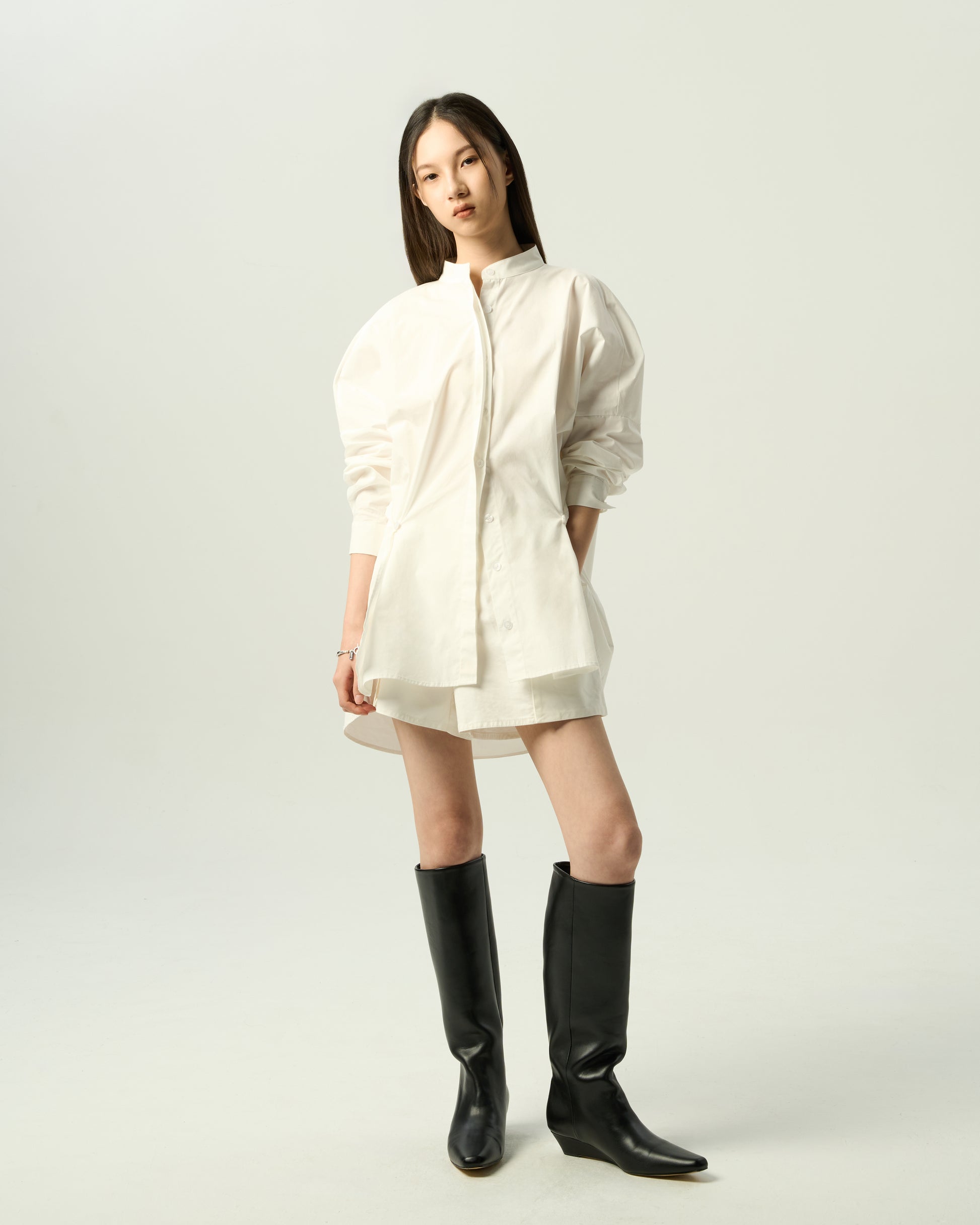 Relaxed Gathered-Neck Shirt