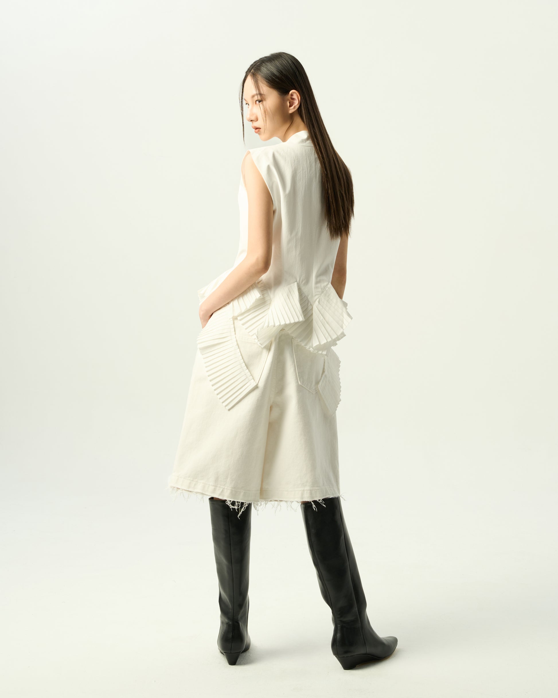 Modern Pleated-Hem Vest
