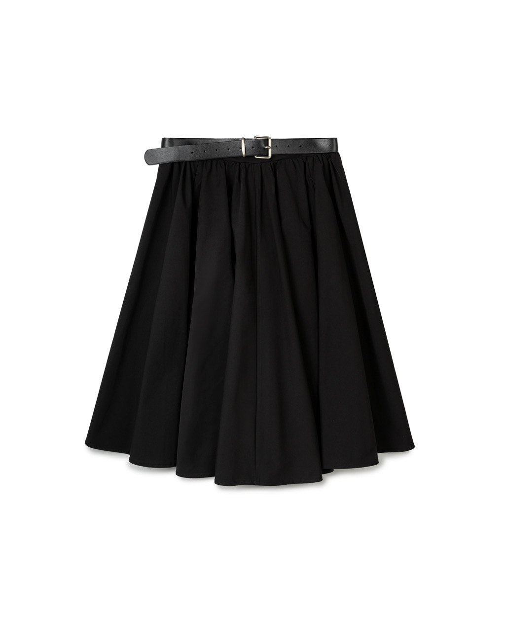 Belted A-Line Midi Skirt