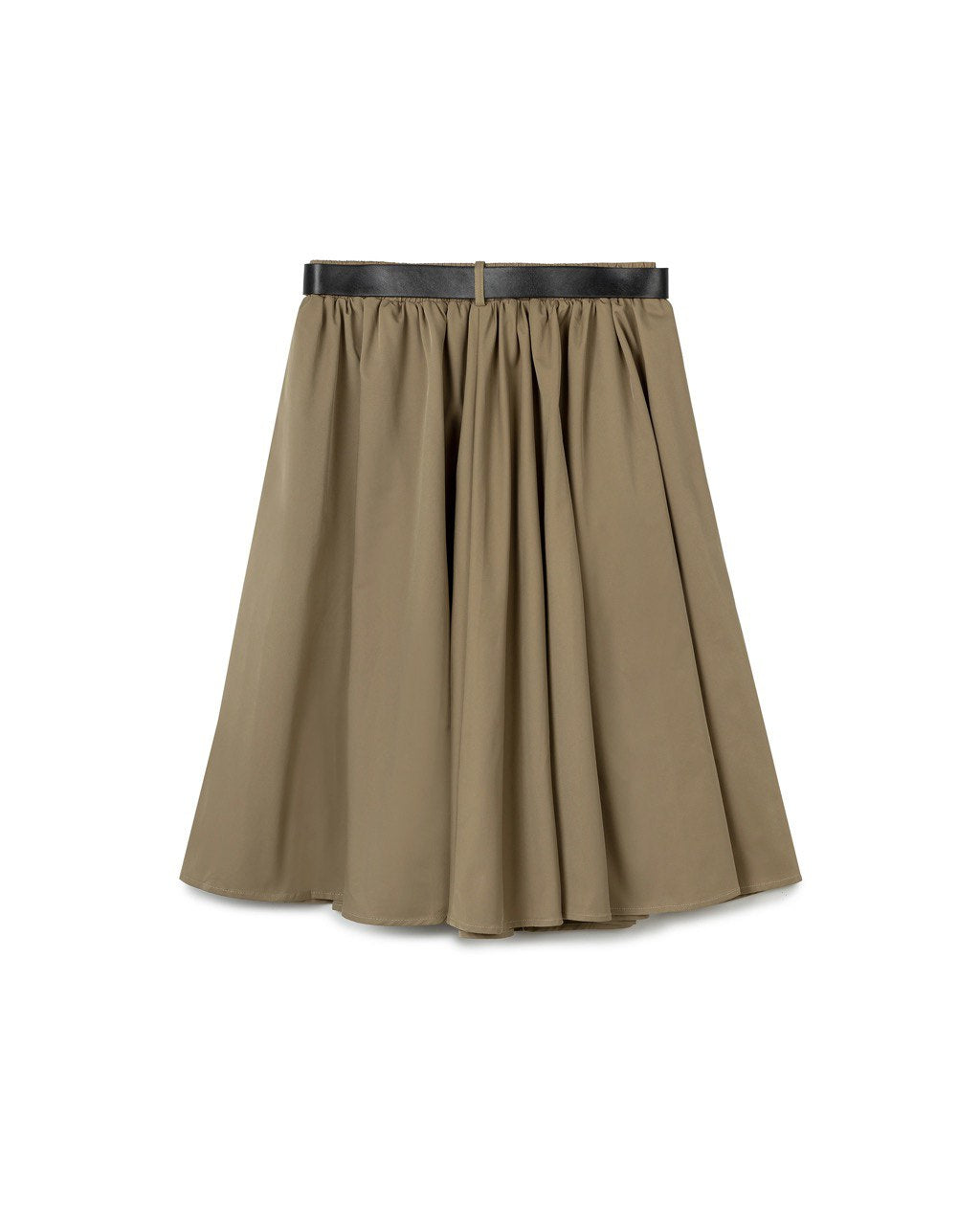 Belted A-Line Midi Skirt