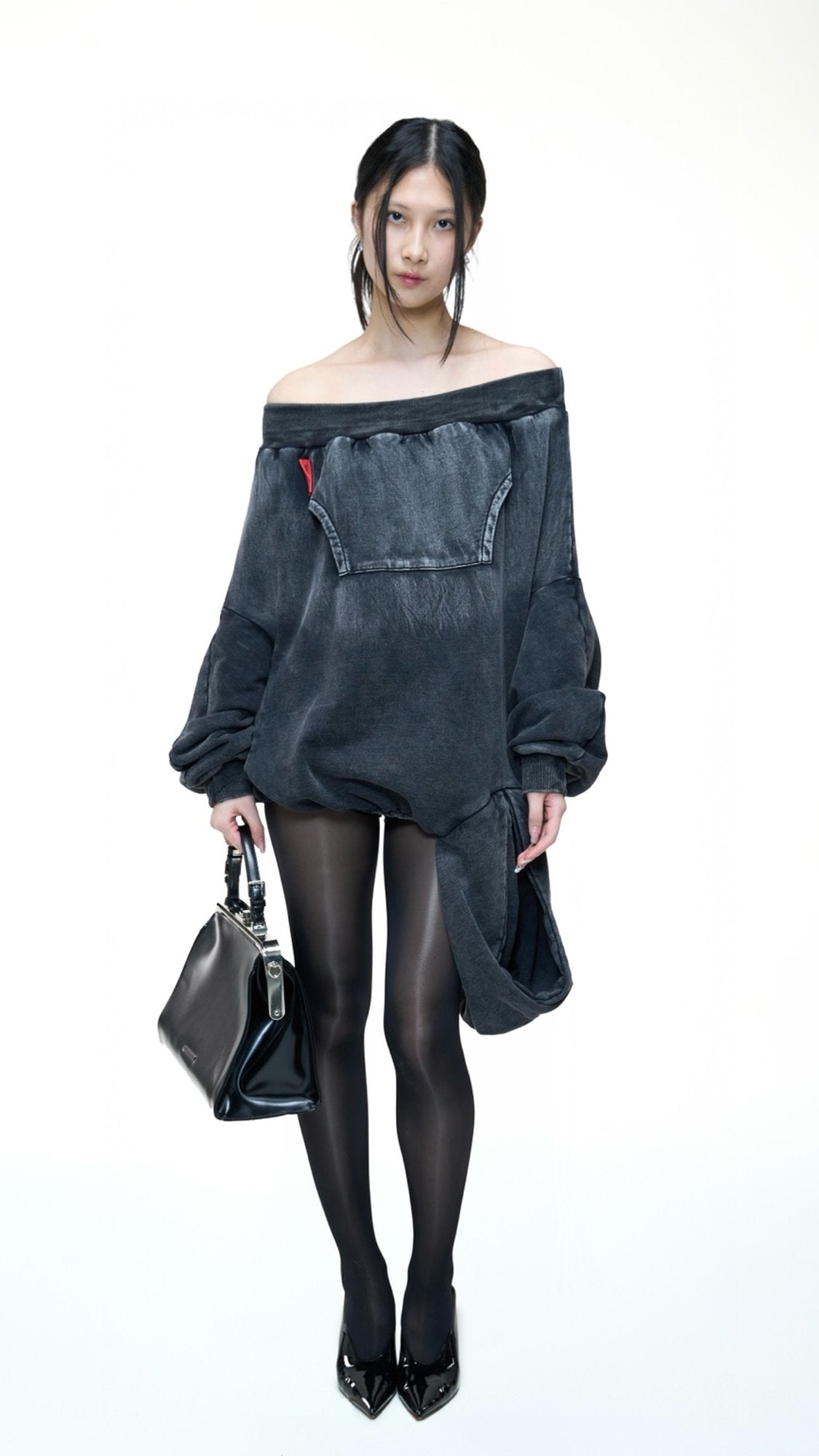 Black Upside Down Hoodie