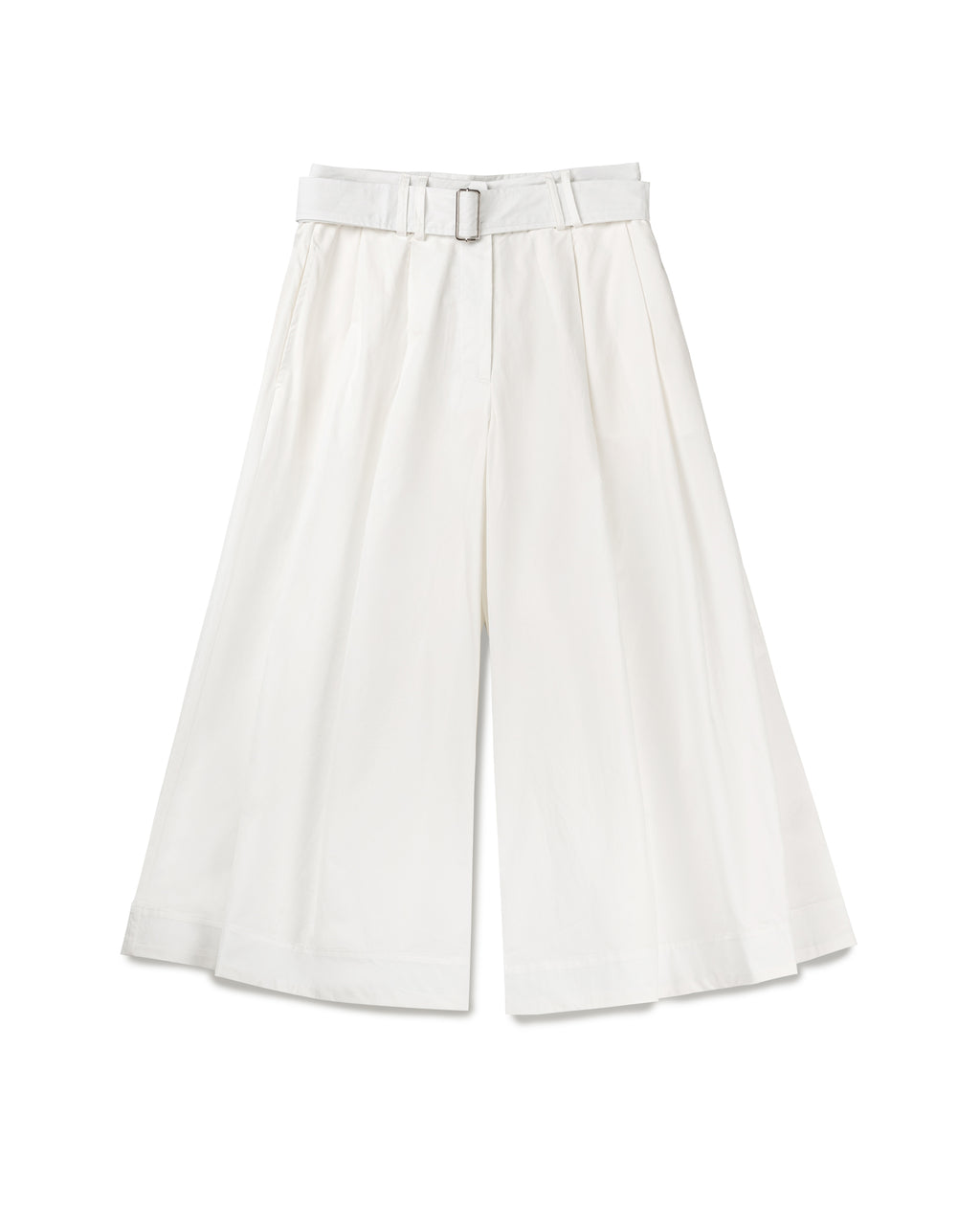 Wide Leg Cropped Trousers With Belt